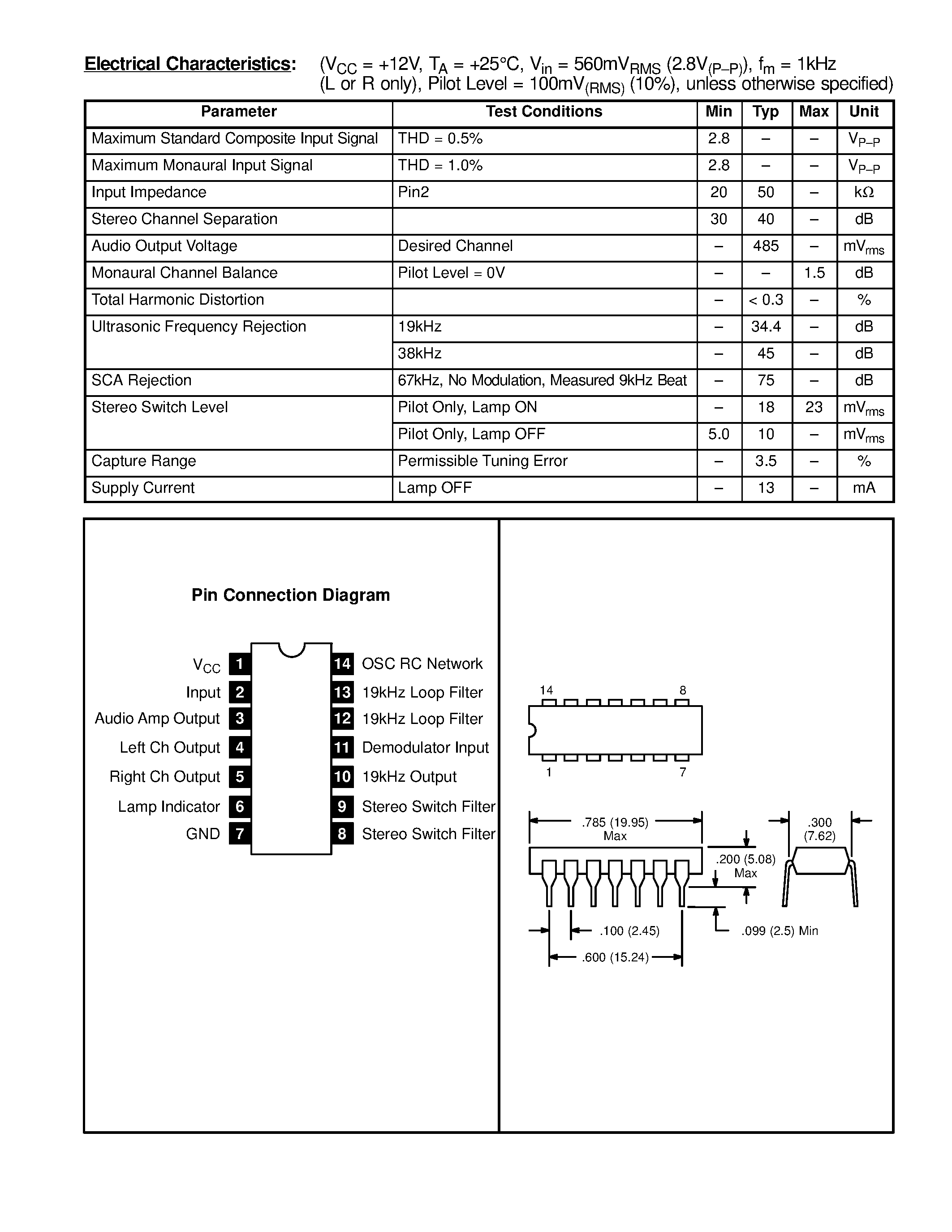 Даташит NTE801 - Integrated Circuit FM Stereo Demodulator страница 2