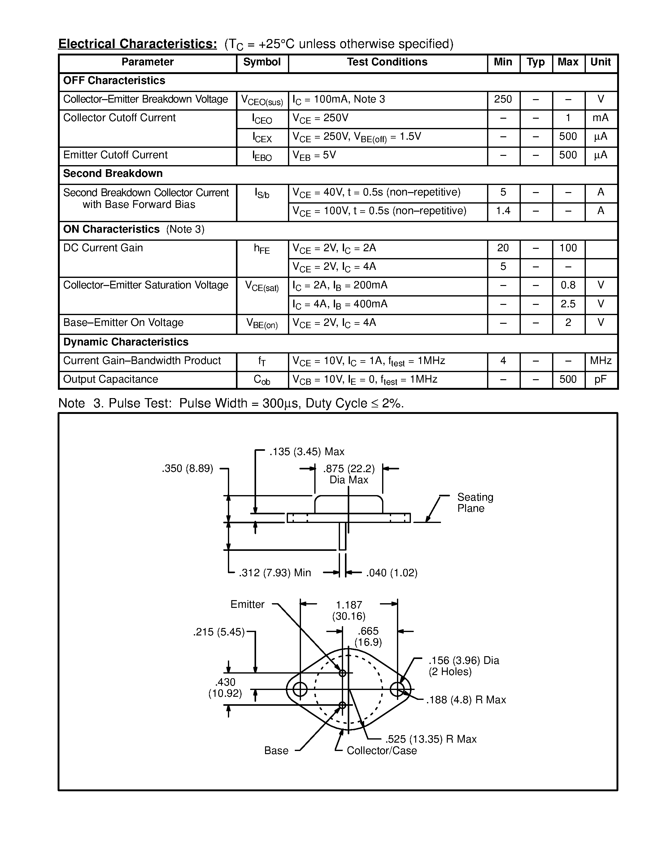 Datasheet NTE87 - Silicon Complementary Transistors High Power Audio / Disk Head Positioner for Linear Applications page 2