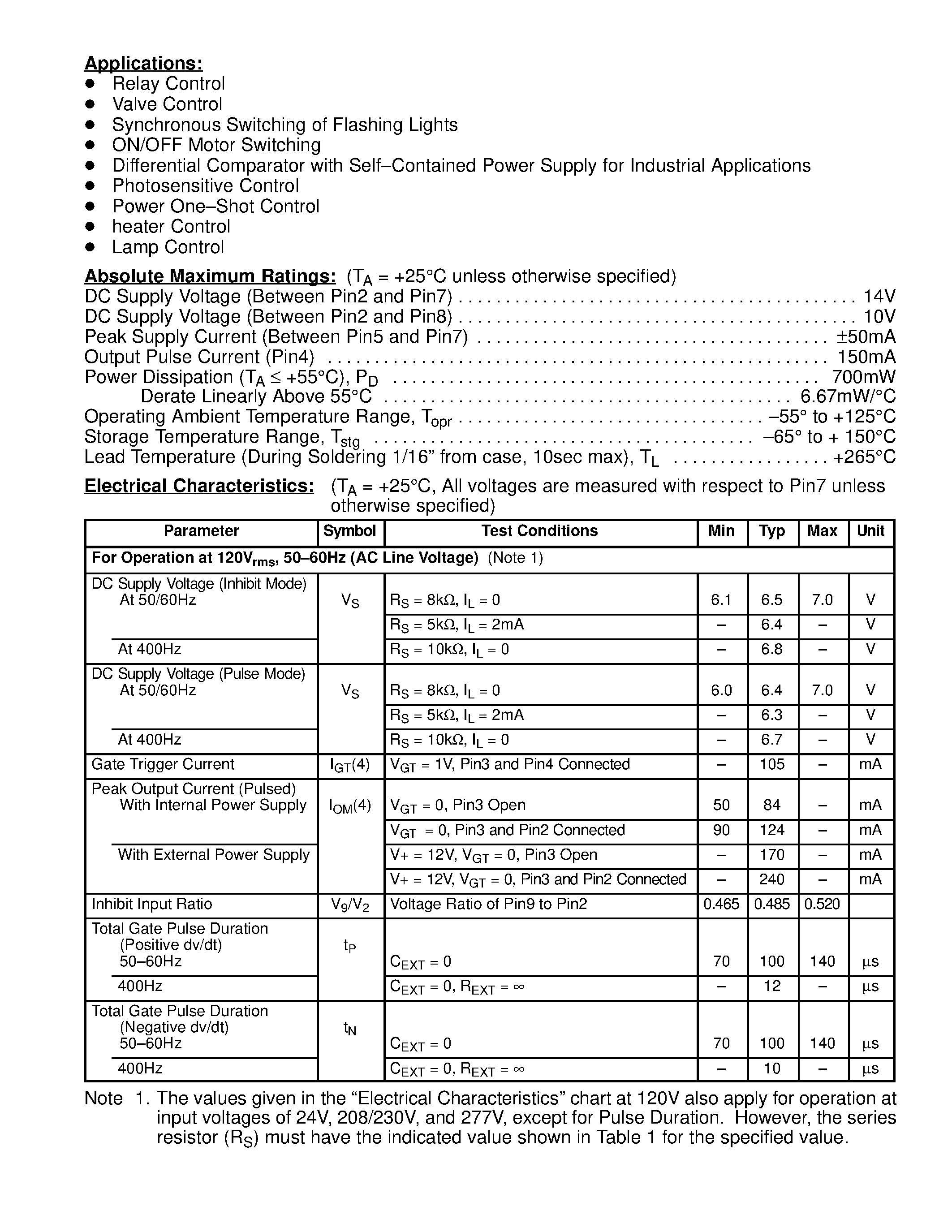 Datasheet NTE914 - Integrated Circuit Zero-Voltage Switch page 2