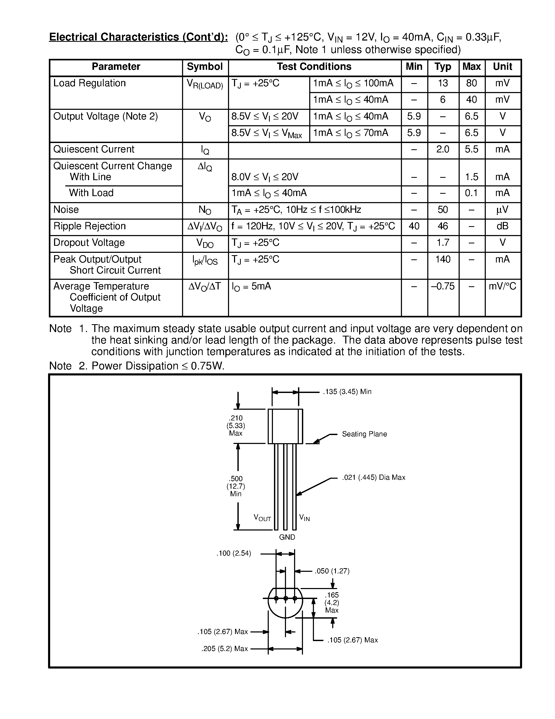 Datasheet NTE988 page 2 Datasheet NTE988 - Integrated Circuit Positive 3 Terminal Voltage Regulator / 100mA page 2