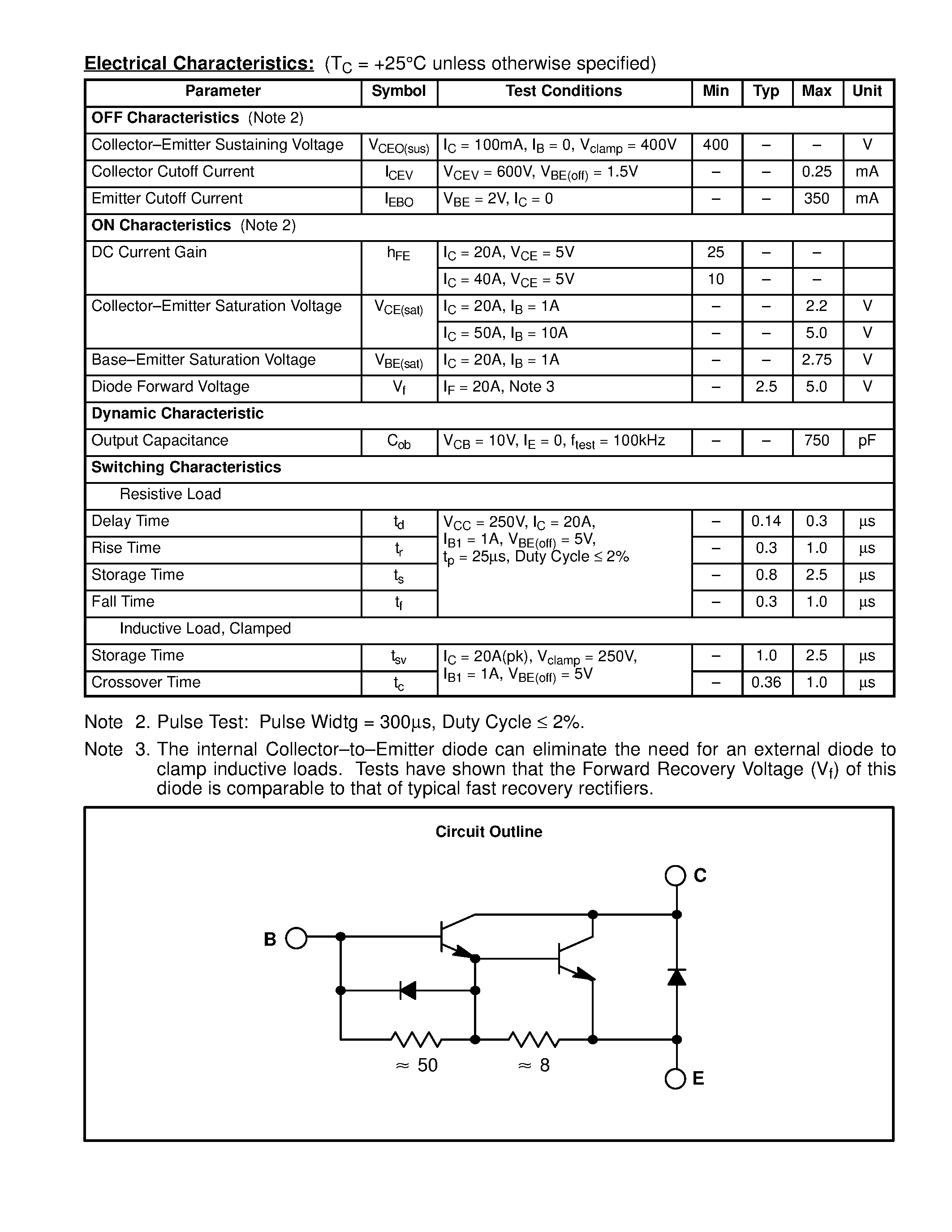 Даташит NTE99 - Silicon NPN Transistor Darlington w/Base-Emitter Speed-up Diode страница 2