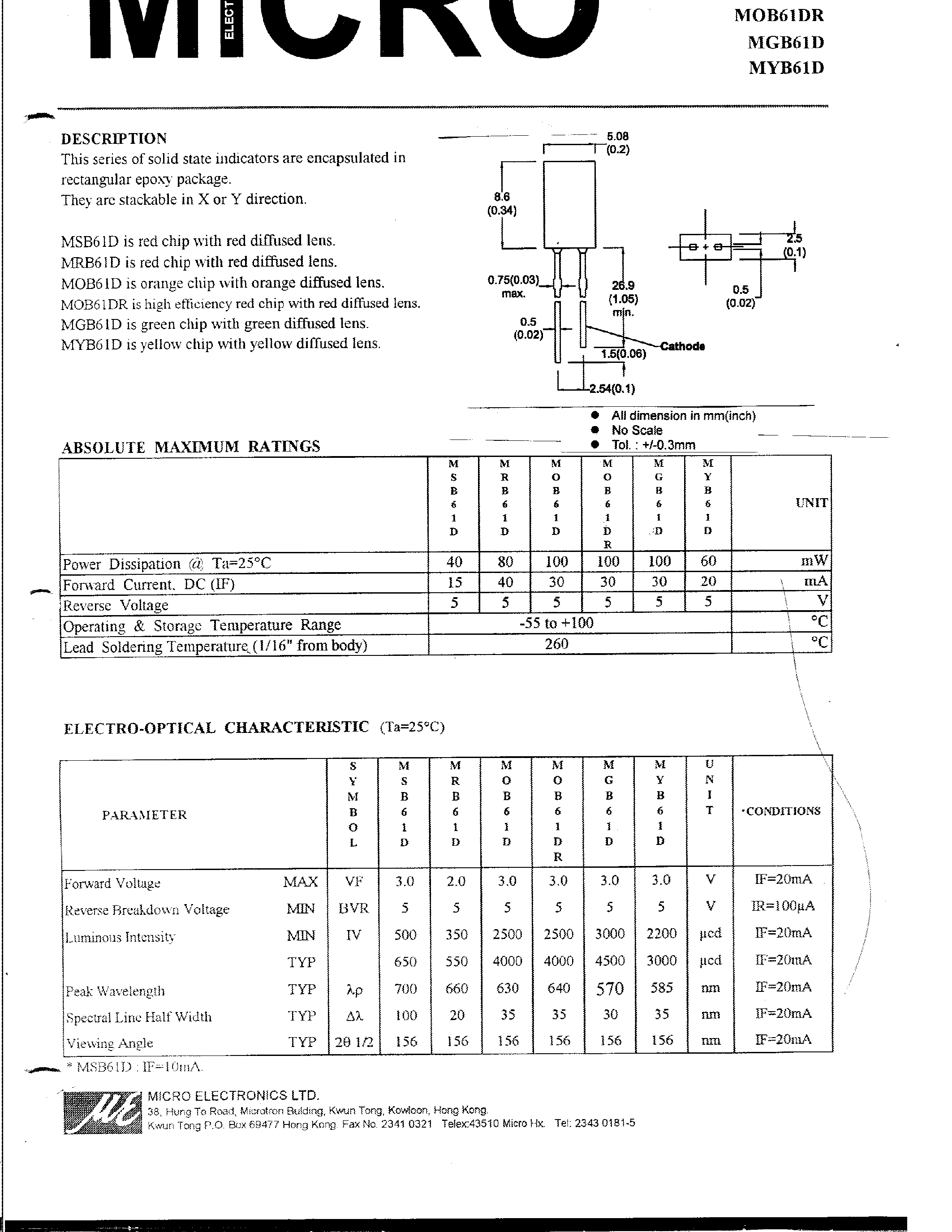 Datasheet MYB61D - SOLID STATE INDICATORS ARE ENCAPSULATED page 1