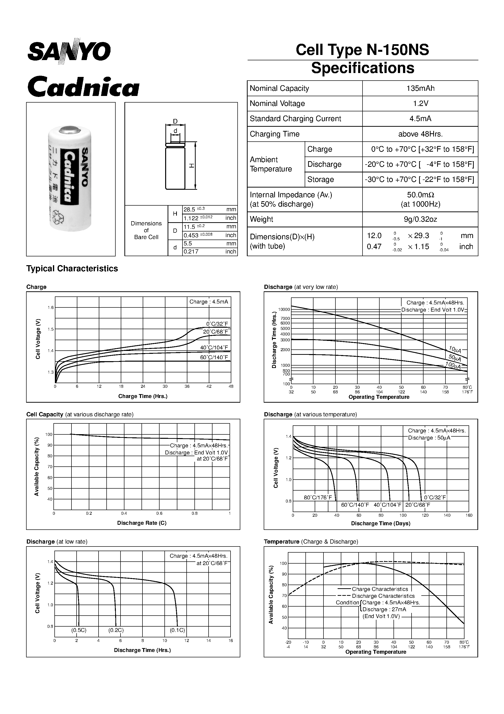 Datasheet N-150NS page 1 Datasheet N-150NS - Cell Type N-150NS page 1