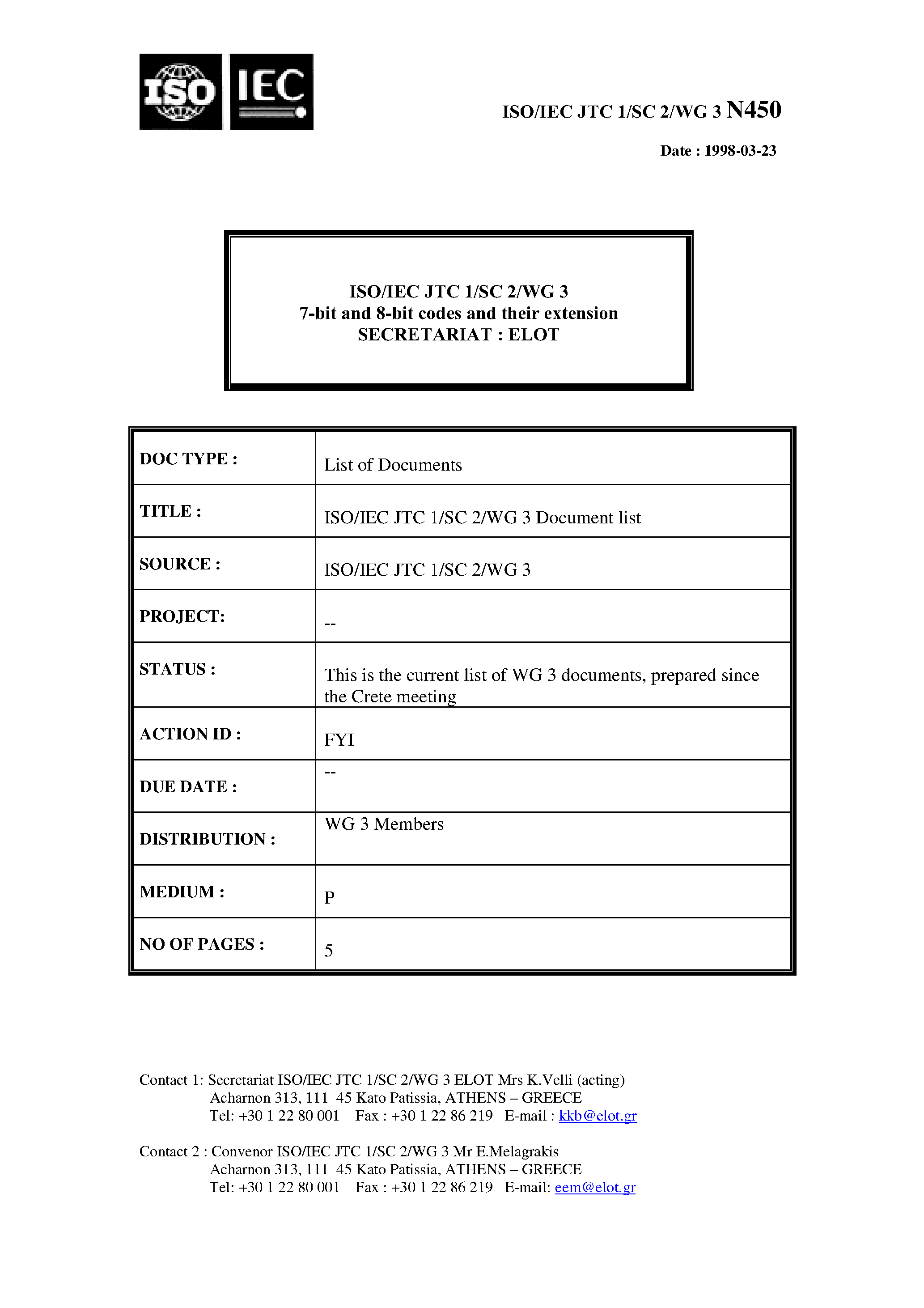 Даташит на микросхему N450 страница 1 Даташит N450 - 7-bit and 8-bit codes and their extension страница 1