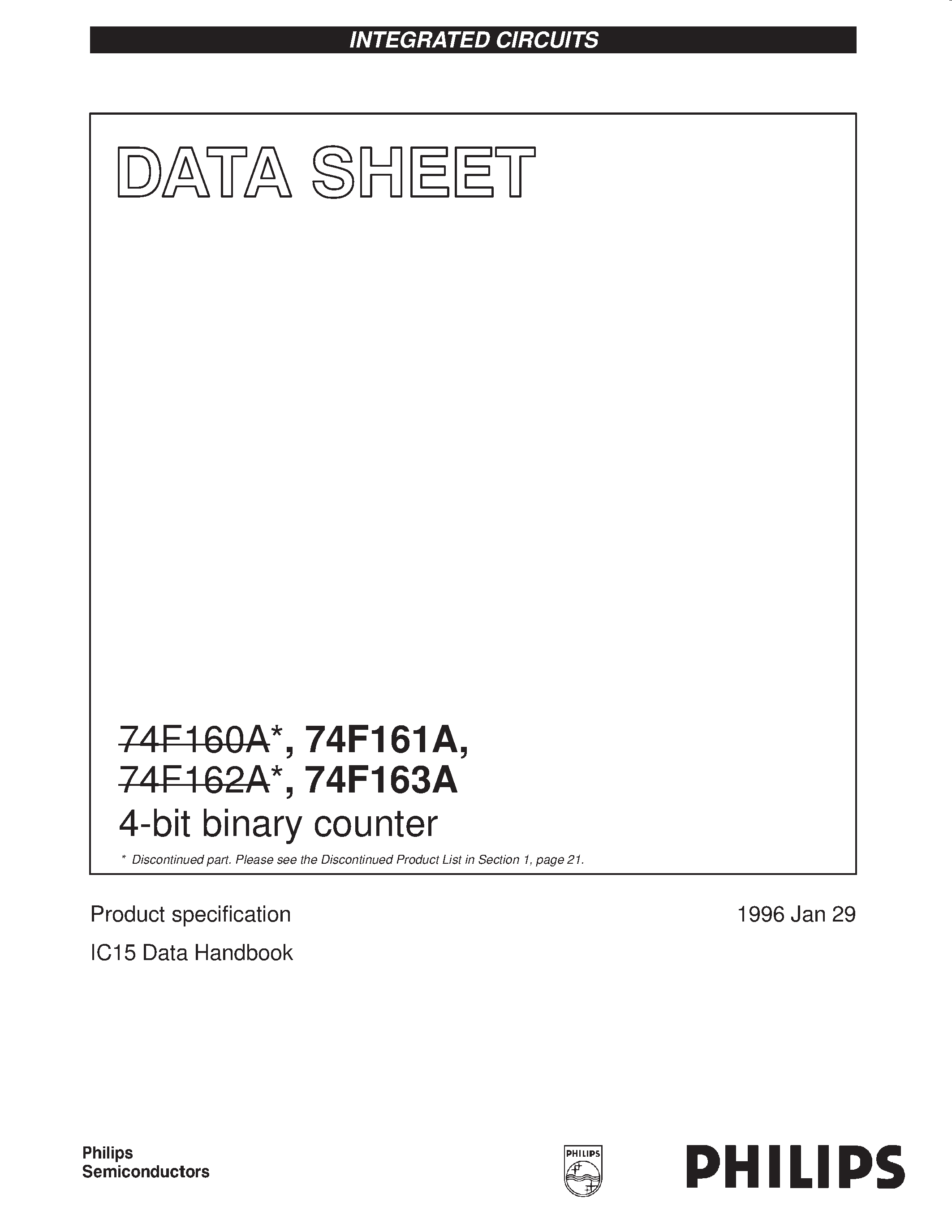 Datasheet N74F163AD - 4-bit binary counter page 1