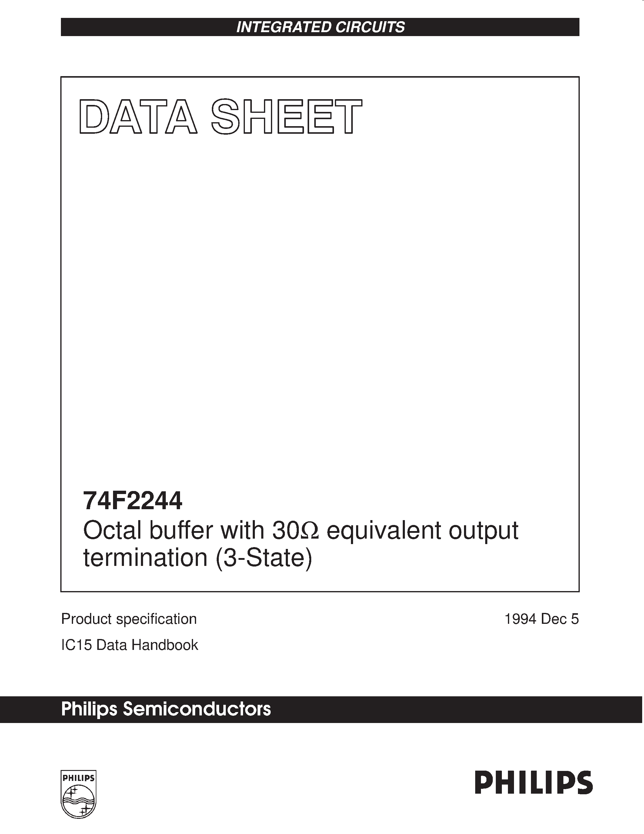 Datasheet N74F2244N - Octal buffer with 30ohm equivalent output termination 3-State page 1