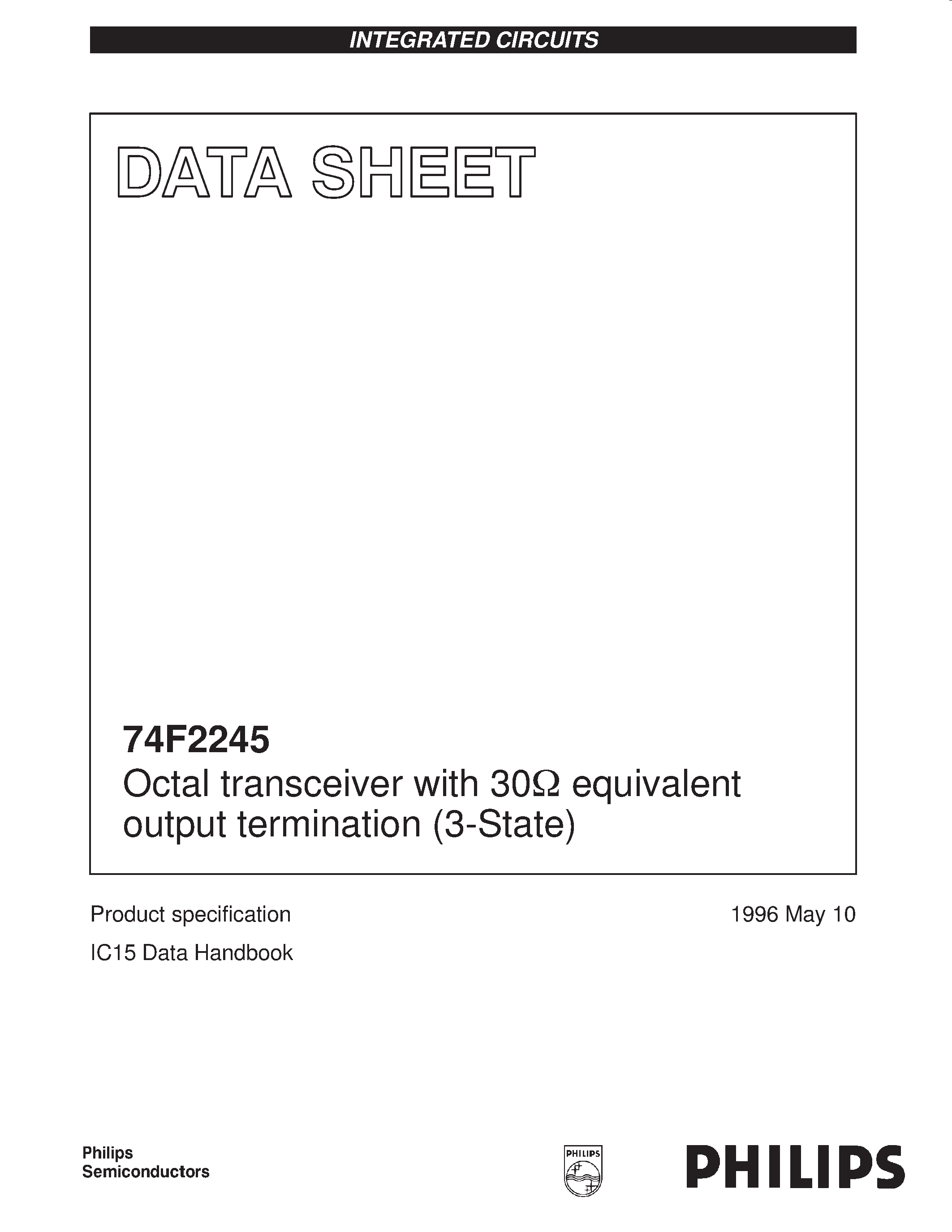 Datasheet N74F2245N - Octal transceiver with 30ohm equivalent output termination 3-State page 1