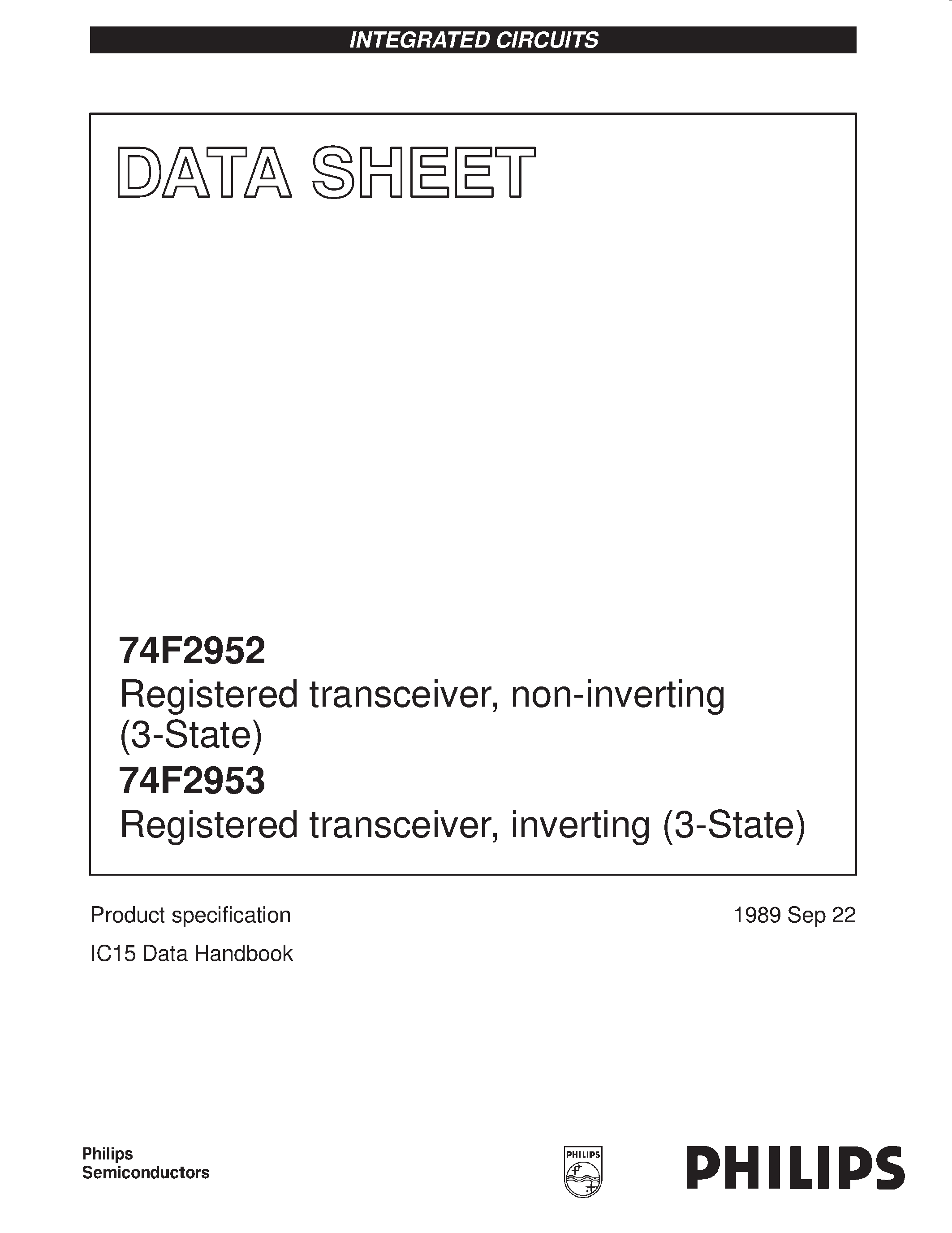 Datasheet N74F2952D - Registered transceiver / non-inverting 3-State page 1