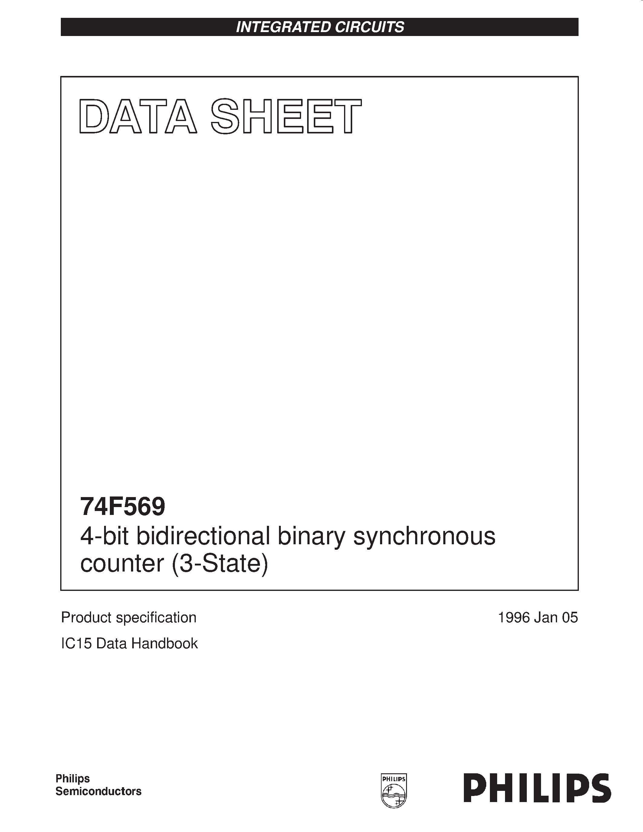 Datasheet N74F569N - 4-bit bidirectional binary synchronous counter 3-State page 1