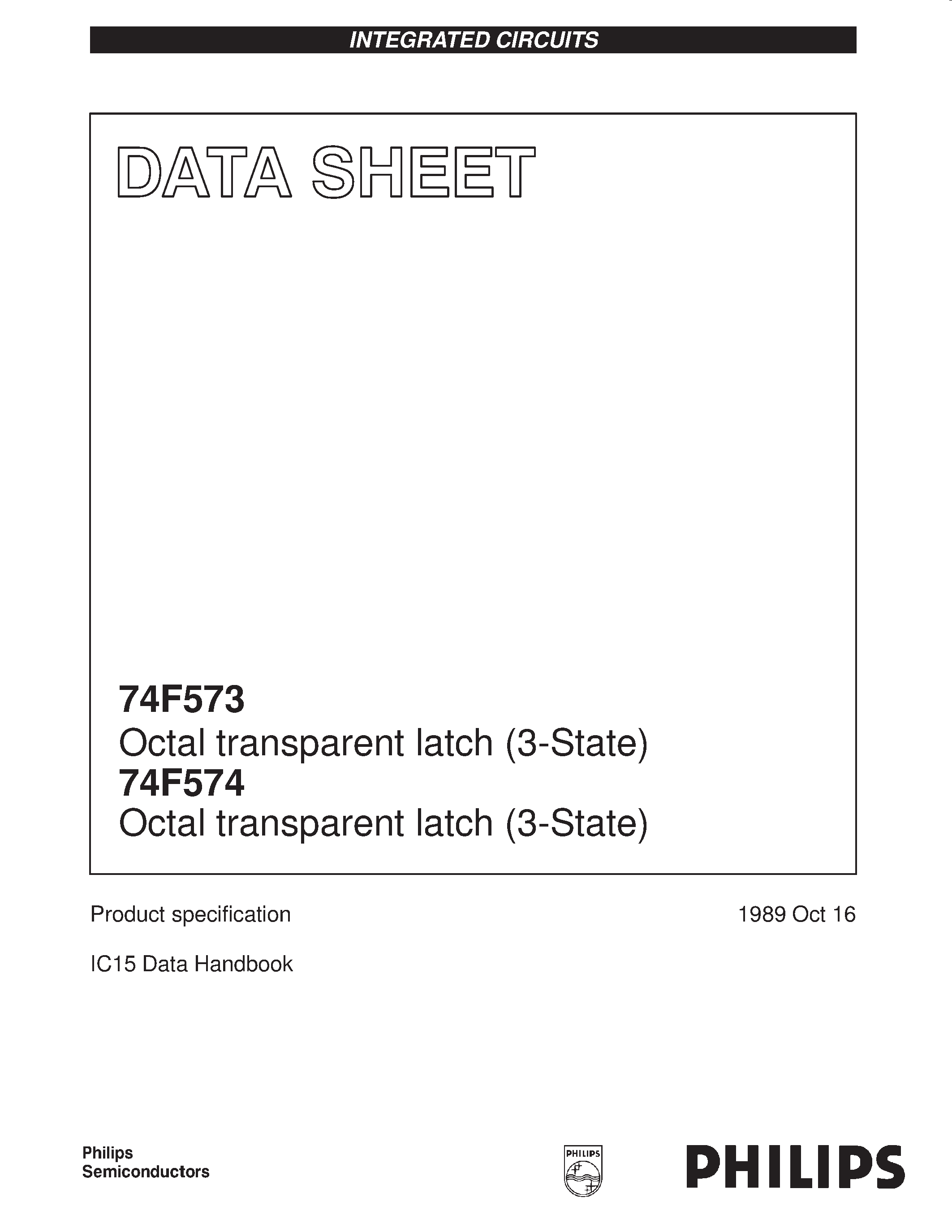 Datasheet N74F573D - Octal transparent latch 3-State page 1