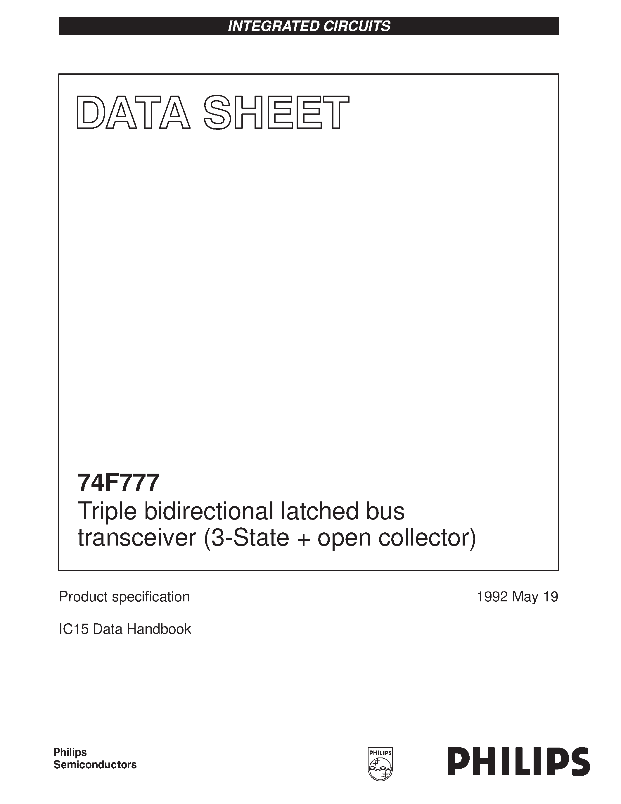 Datasheet N74F777A - Triple bidirectional latched bus transceiver 3-State open collector page 1