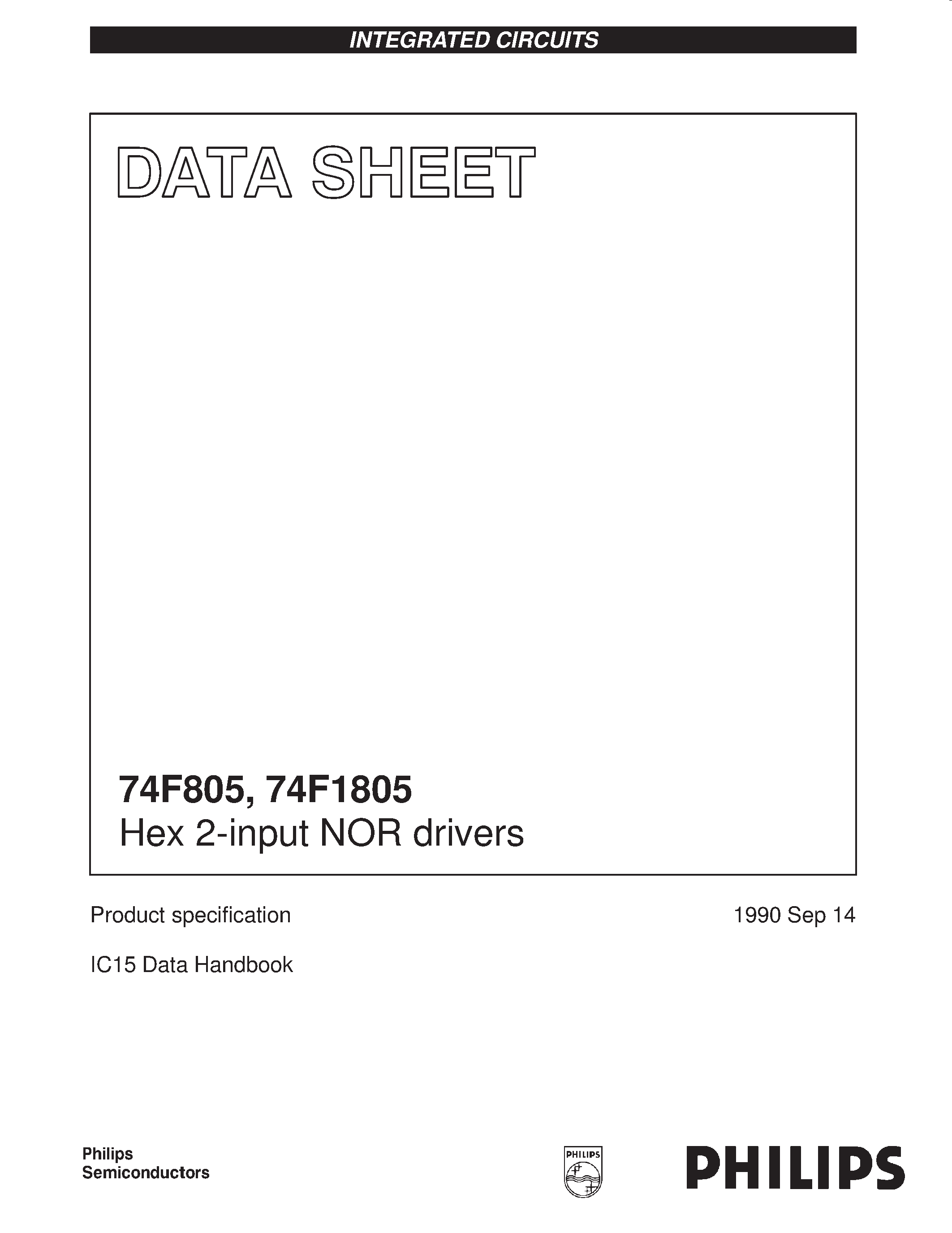 Datasheet N74F805D - Hex 2-input NOR drivers page 1