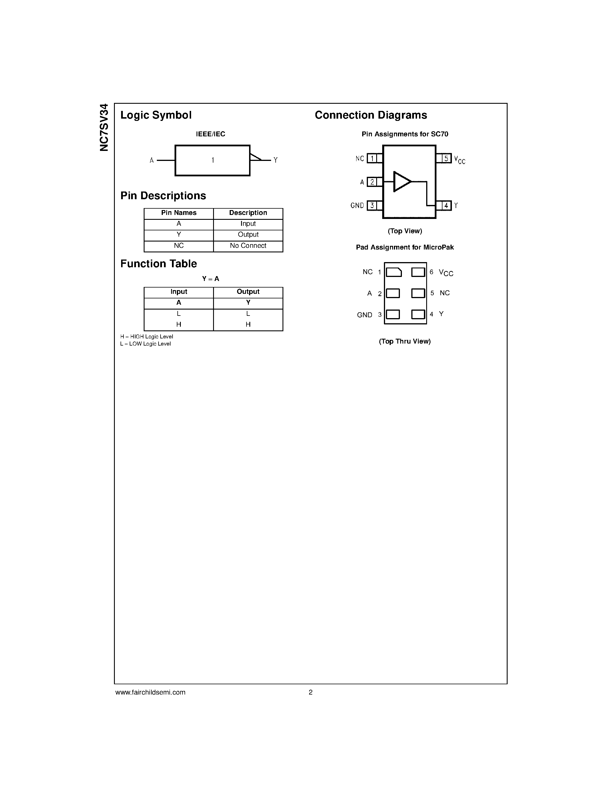Datasheet NC7SV34L6X - TinyLogic ULP-A Single Buffer page 2
