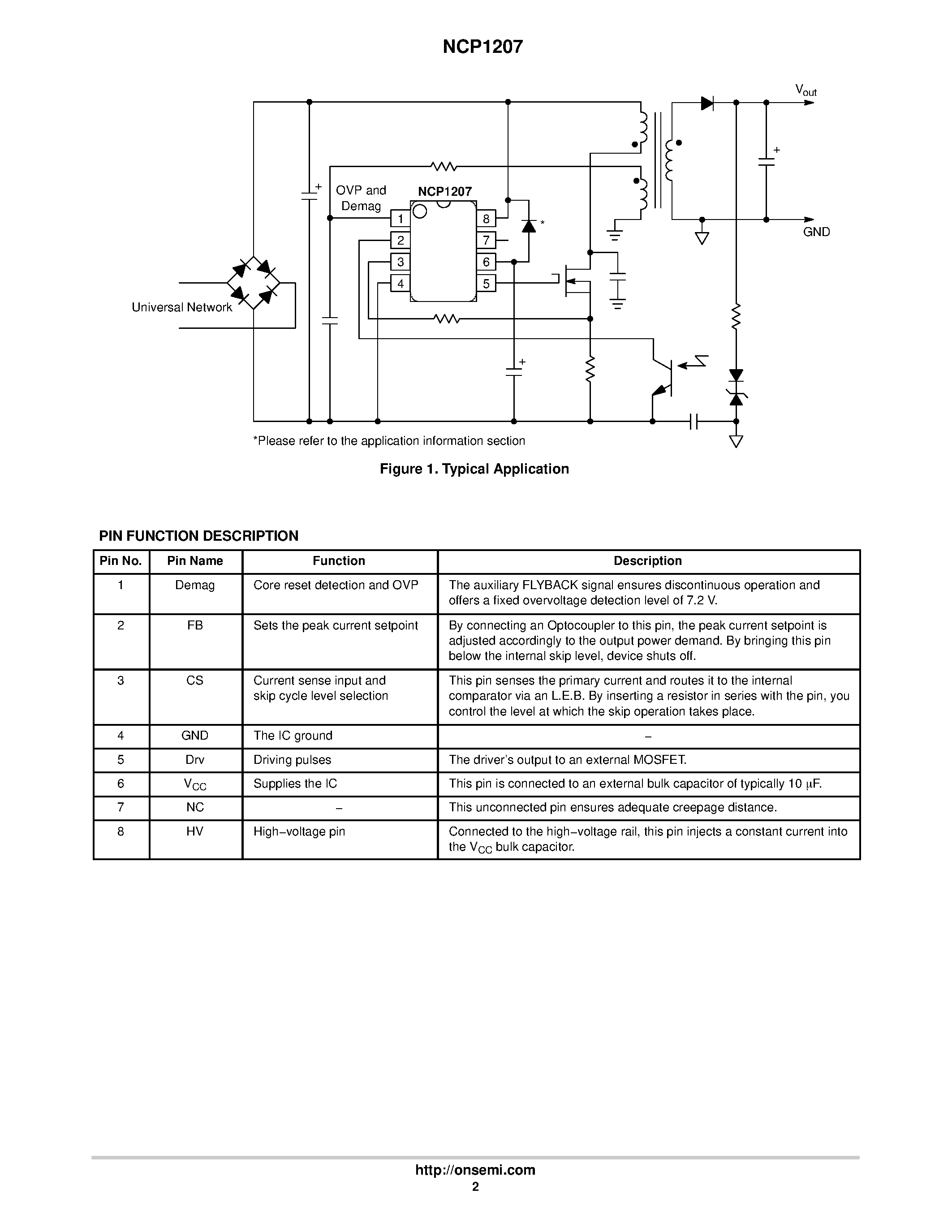 Datasheet NCP1207-D - PWM Current-Mode Controller for Free Running Quasi-Resonant Operation page 2