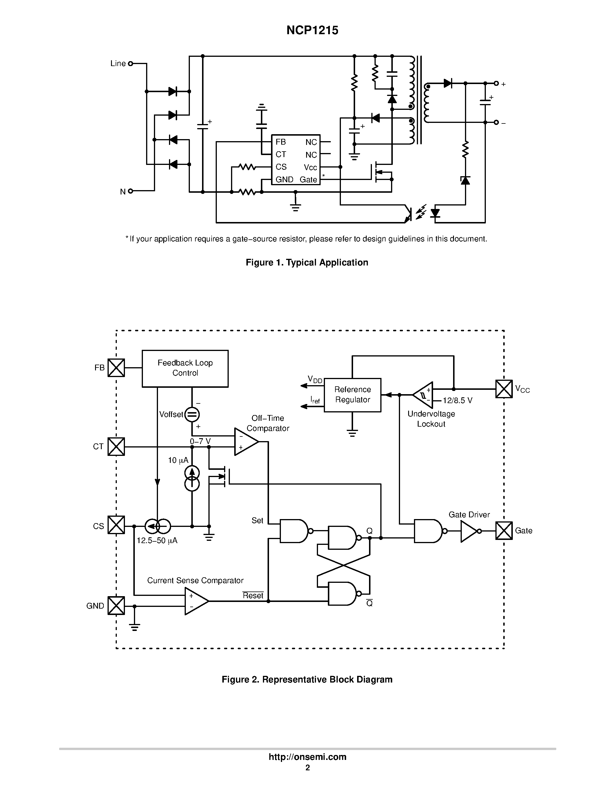 Datasheet NCP1215 page 2 Datasheet NCP1215 - Low Cost Variable OFF Time Switched Mode Power Supply Controller page 2