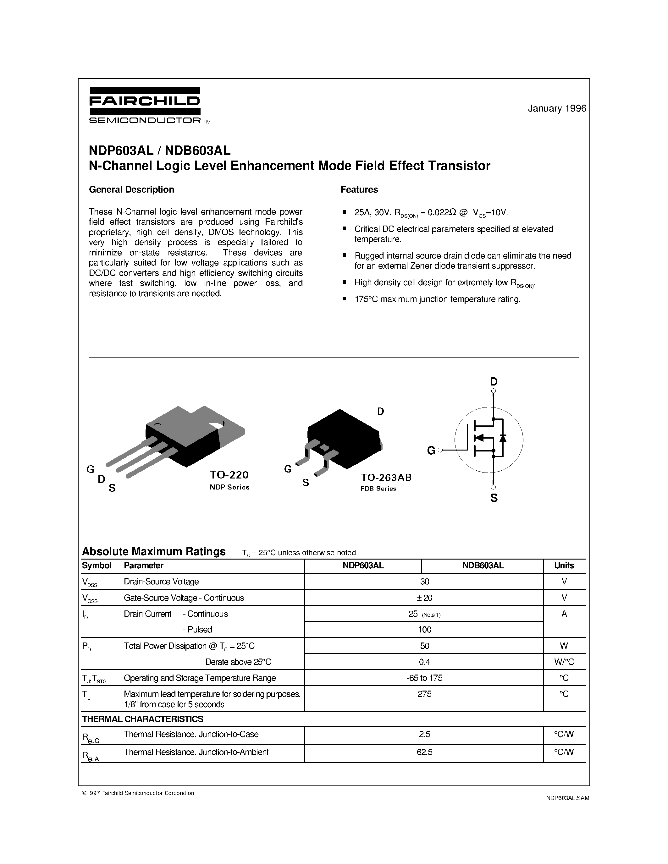 Даташит на микросхему NDP603AL страница 1 Даташит NDP603AL - N-Channel Logic Level Enhancement Mode Field Effect Transistor страница 1