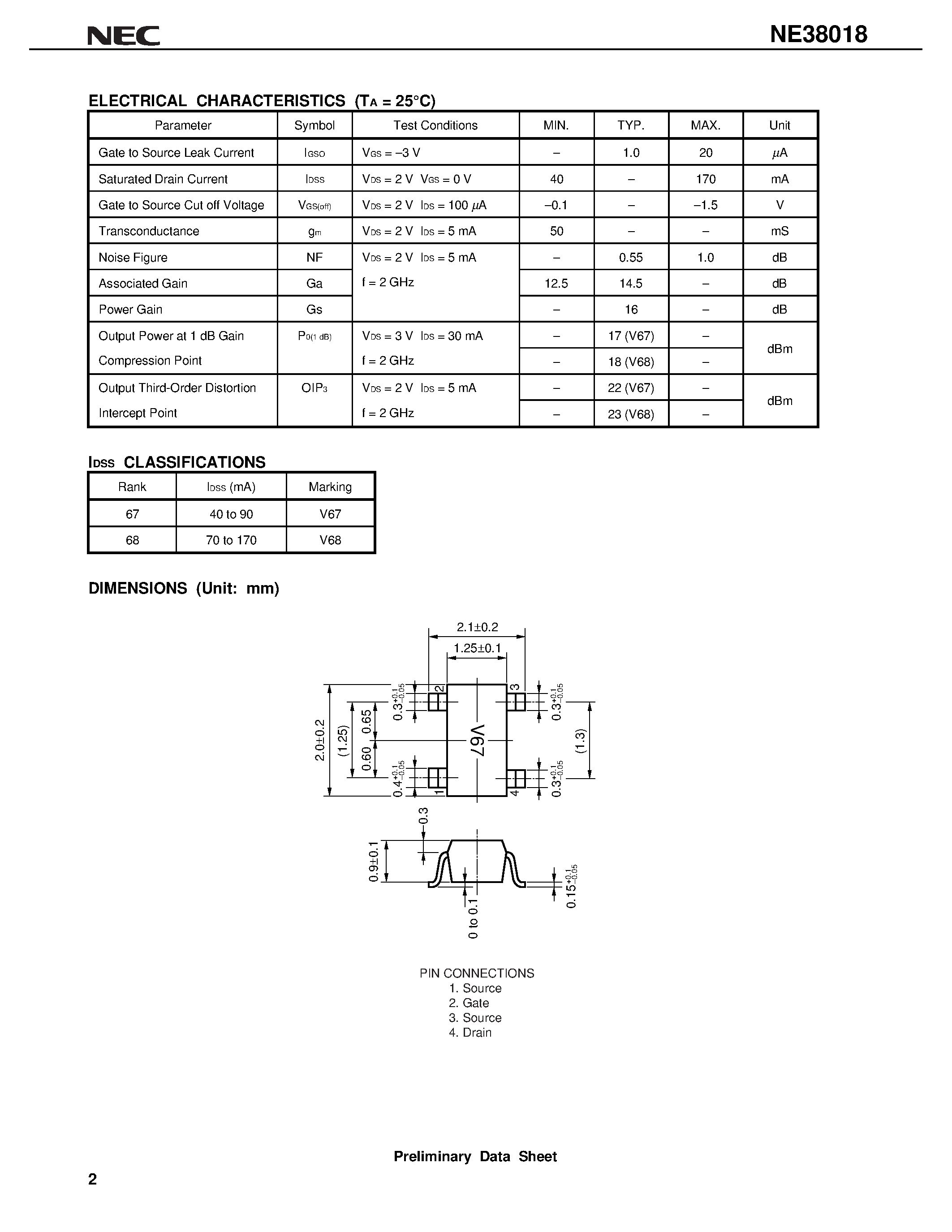 Даташит на микросхему NE38018-T1 страница 2 Даташит NE38018-T1 - L to S BAND LOW NOISE AMPLIFER N-CHANNEL HJ-FET страница 2