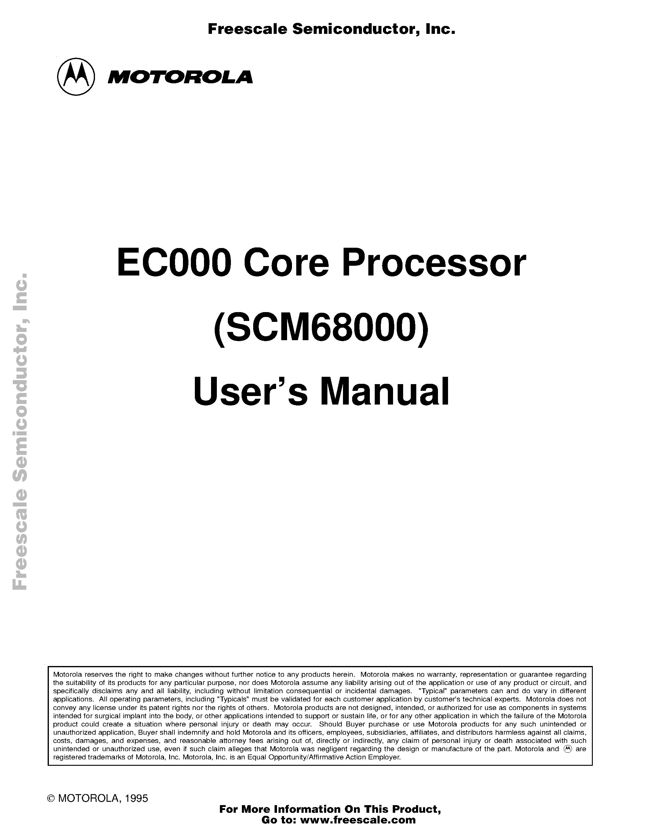 Datasheet MC68EC000 - Core Processor (SCM 68000) page 1