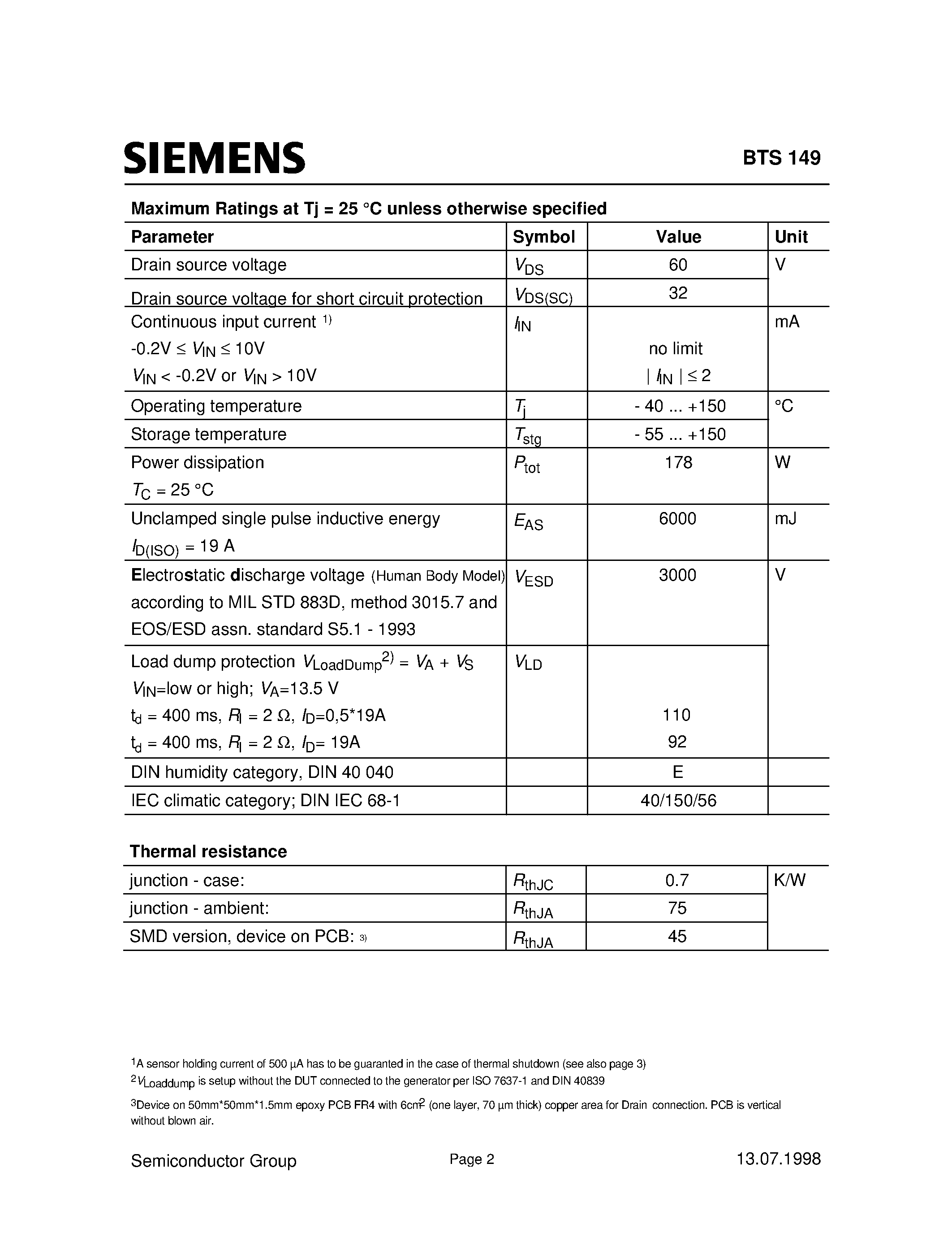Datasheet OBTS149 - Smart Lowside Power Switch page 2