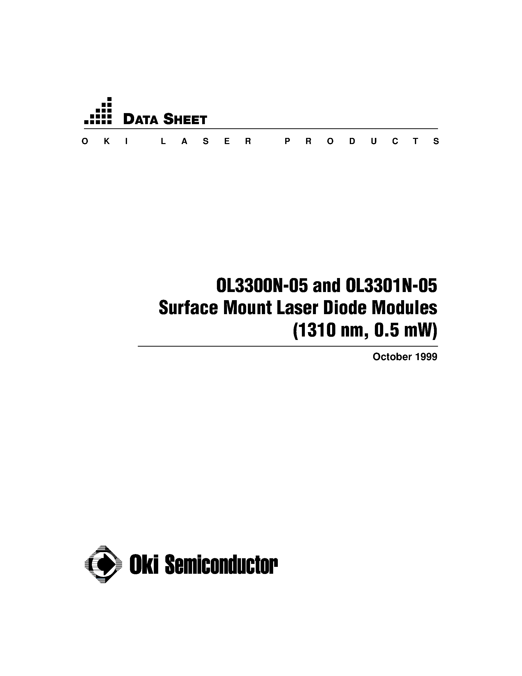 Datasheet OL3301N-05 - Surface Mount Laser Diode Modules (1310 nm / 0.5 mW) page 1