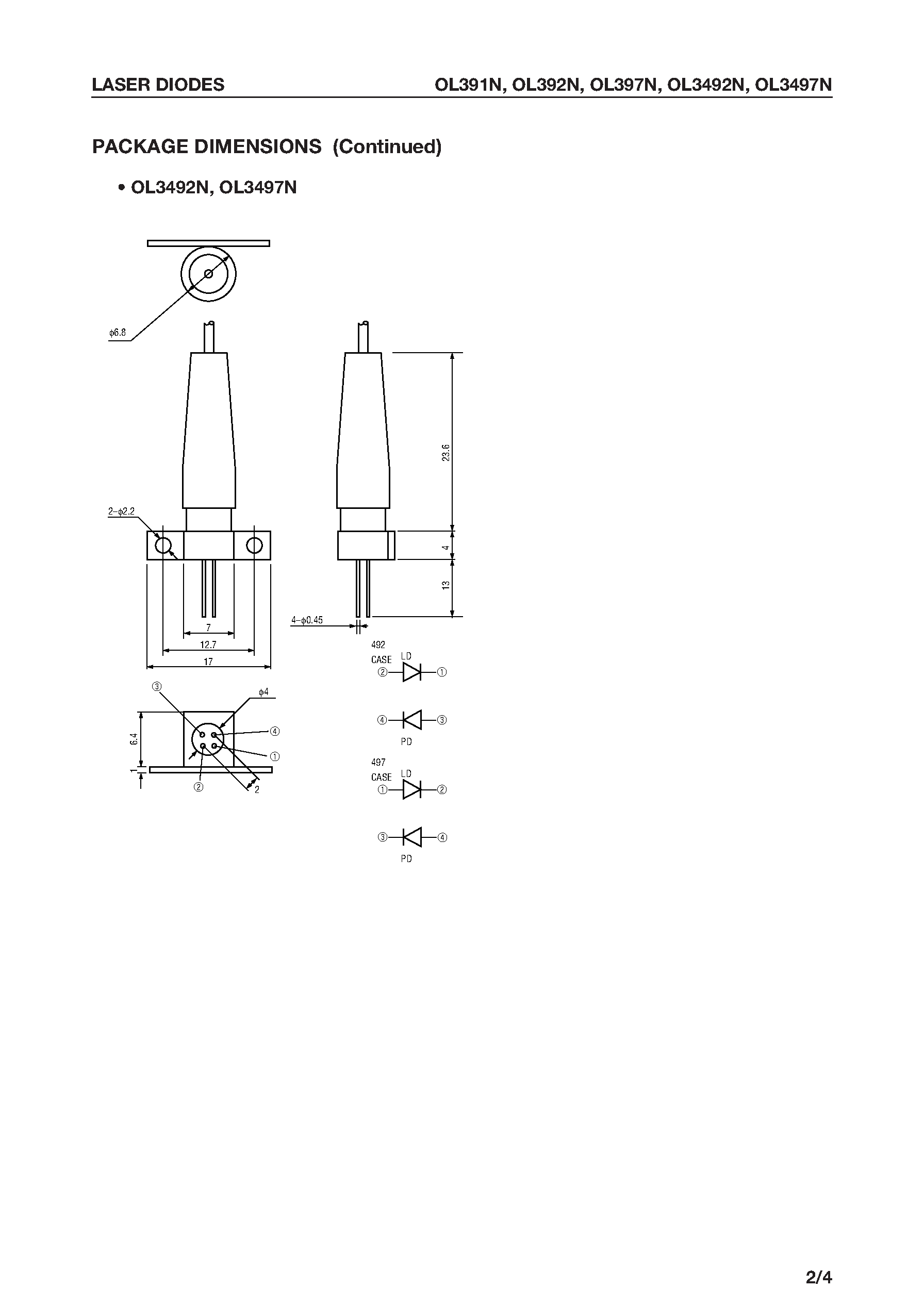Datasheet OL3497N - Hight Temperature Operation 1.3 mm Laser-Diode Coaxial Module page 2