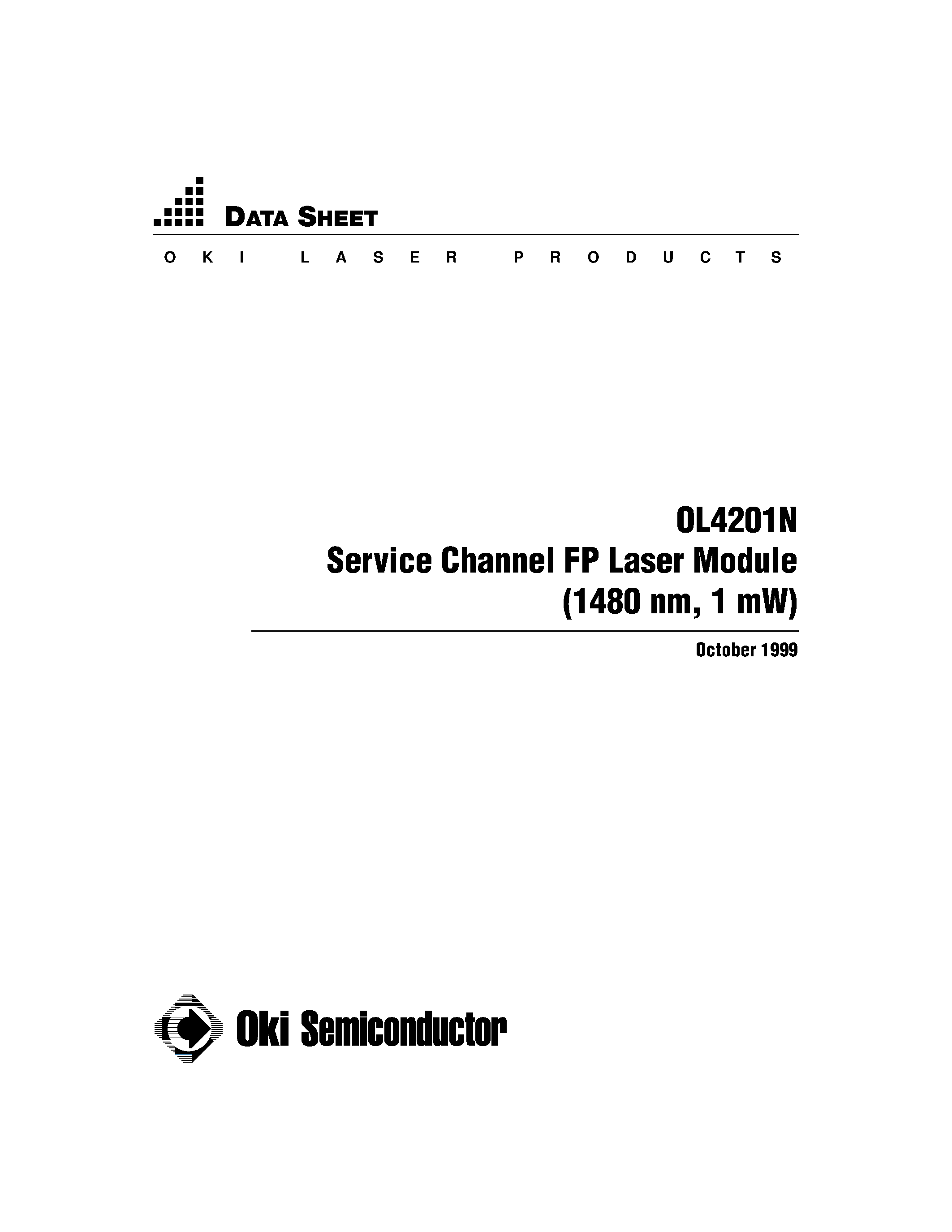 Datasheet OL4201N - Service Channel FP Laser Module (1480 nm / 1 mW) page 1