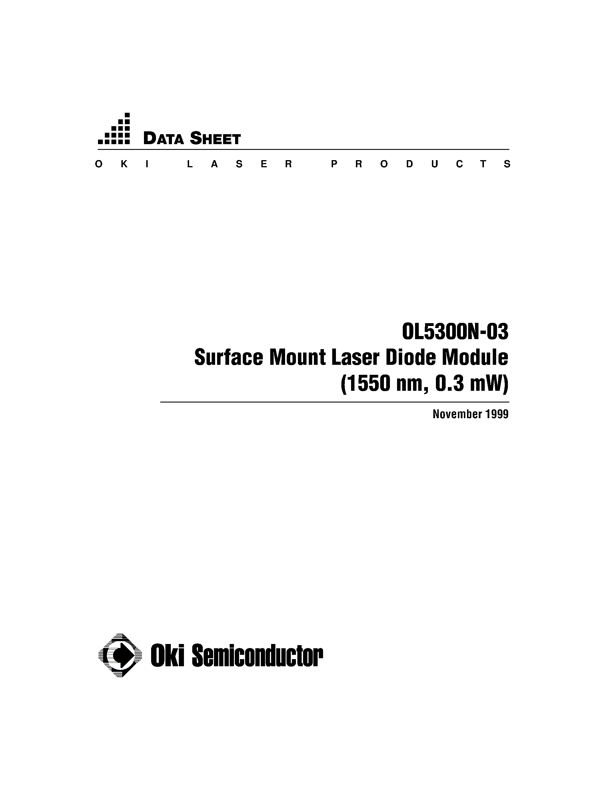 Datasheet OL5300N-03 - Surface Mount Laser Diode Module (1550 nm / 0.3 mW) page 1