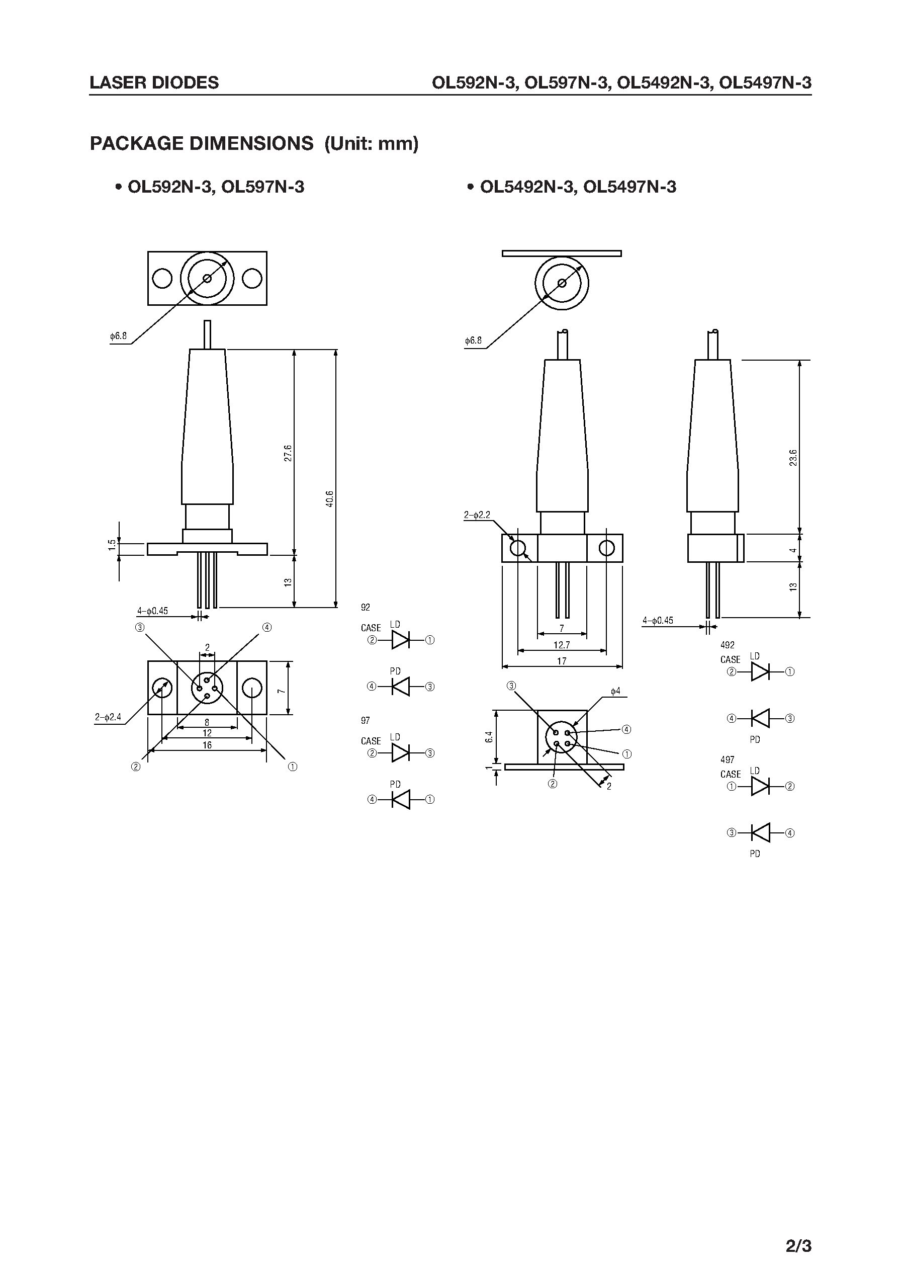 Даташит на микросхему OL592N-3 страница 2 Даташит OL592N-3 - 1.55 m 3 mW Coaxial Module страница 2