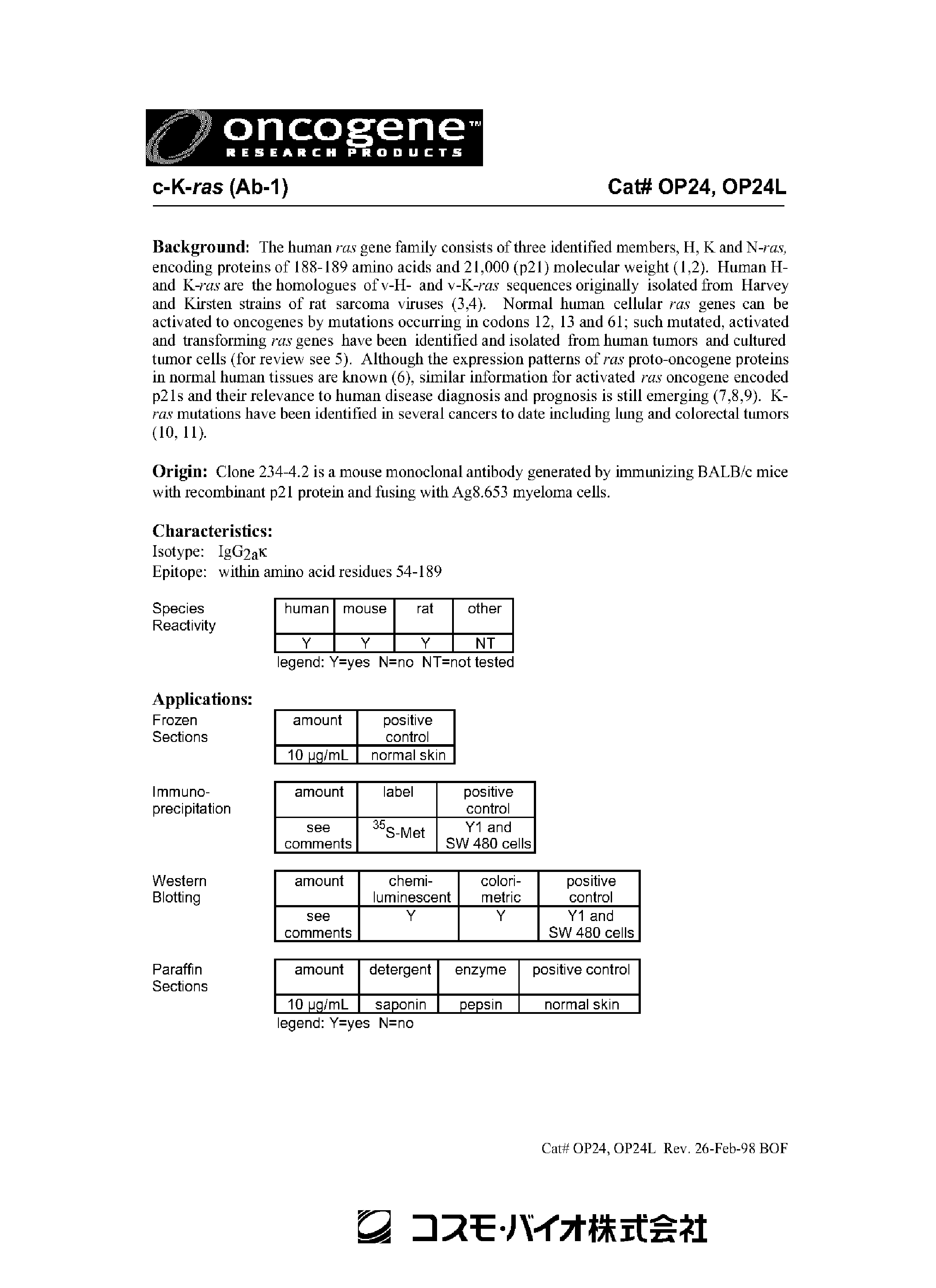 Datasheet OP24L - C-K-RAS AB-1 page 1