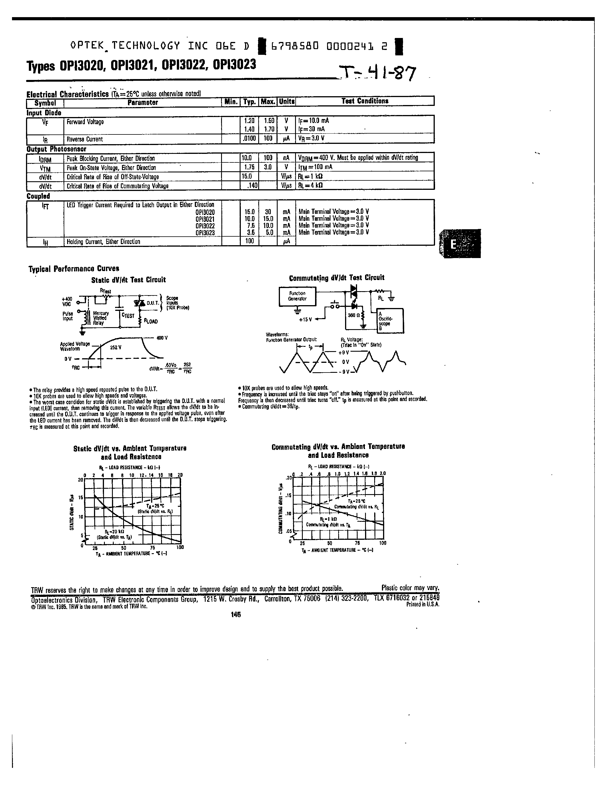 Datasheet OPI3022 - OPTICALLY COUPLED TRIAC DRIVERS page 2