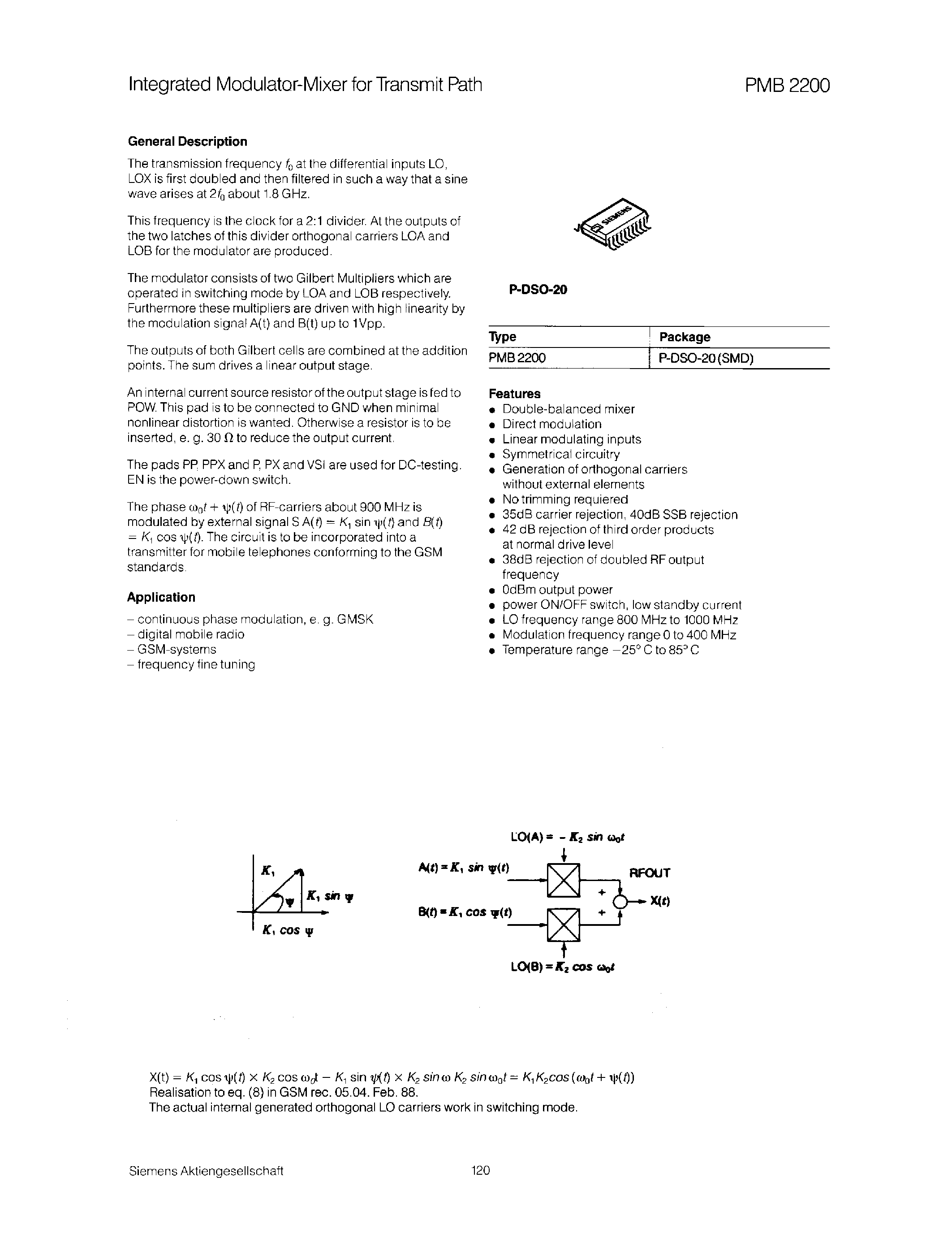 Даташит на микросхему P-DSO-20 страница 2 Даташит P-DSO-20 - integrated modulator-mixer for transmit path страница 2