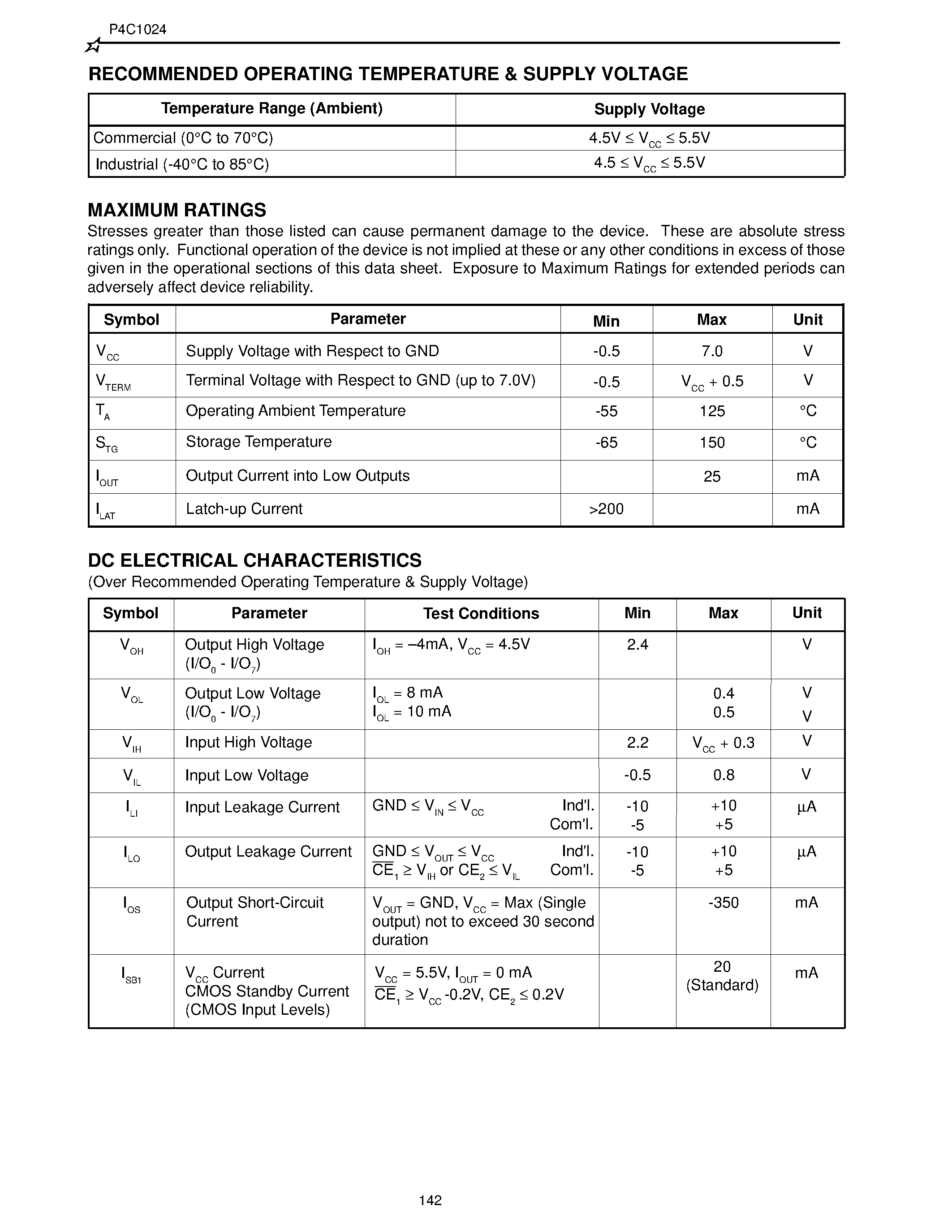 Datasheet P4C1024-17P3I page 2 Datasheet P4C1024-17P3I - HIGH SPEED 128K X 8 CMOS STATIC RAM page 2