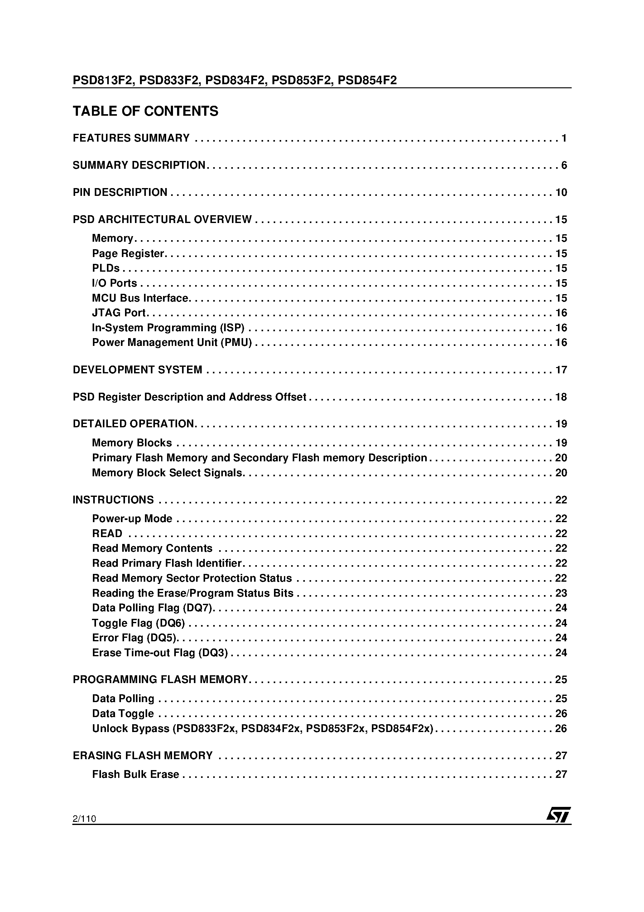 Даташит PSD954220MT - Flash In-System Programmable ISP Peripherals For 8-bit MCUs страница 2