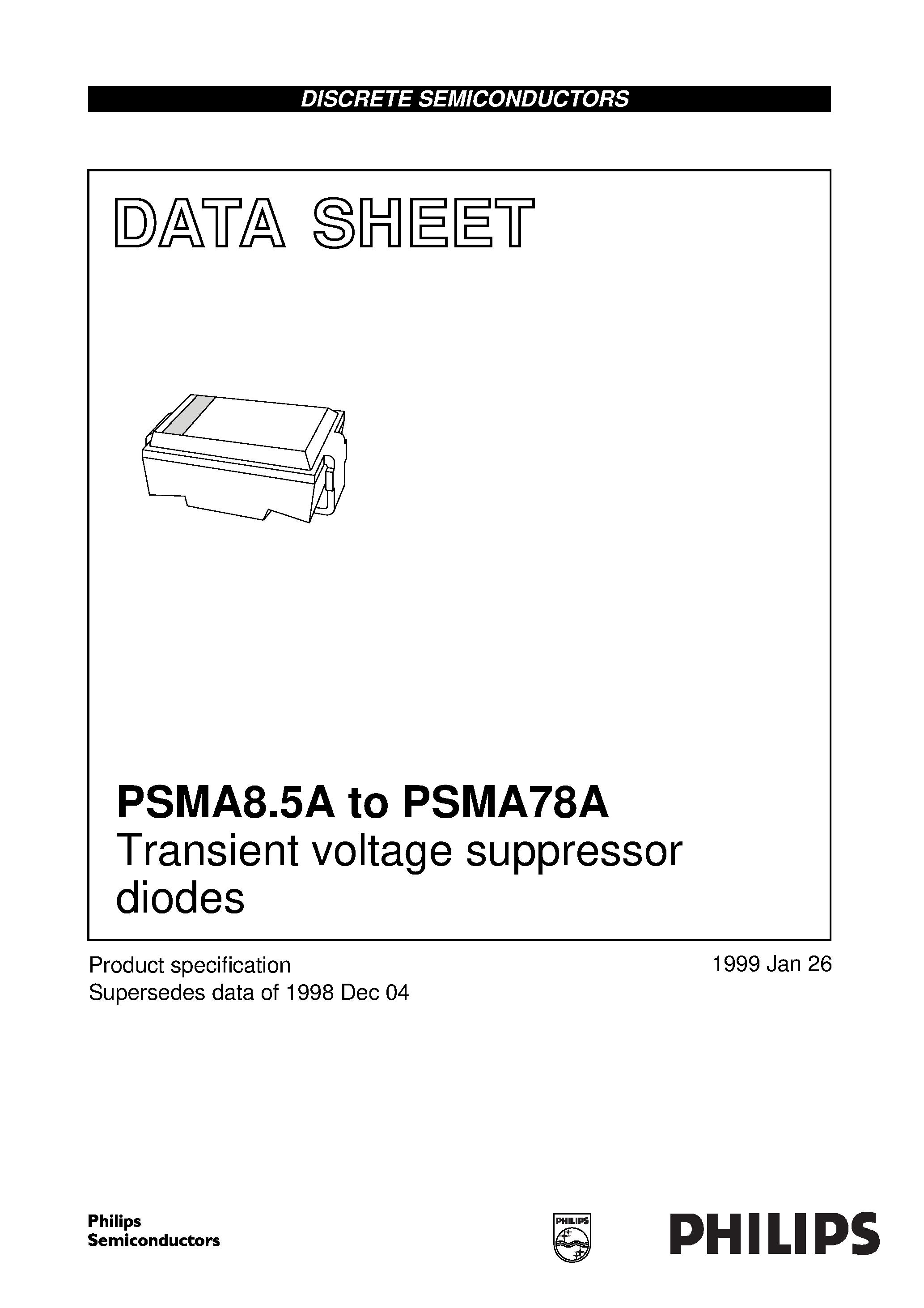 Даташит PSMA22A - Transient voltage suppressor diodes страница 1
