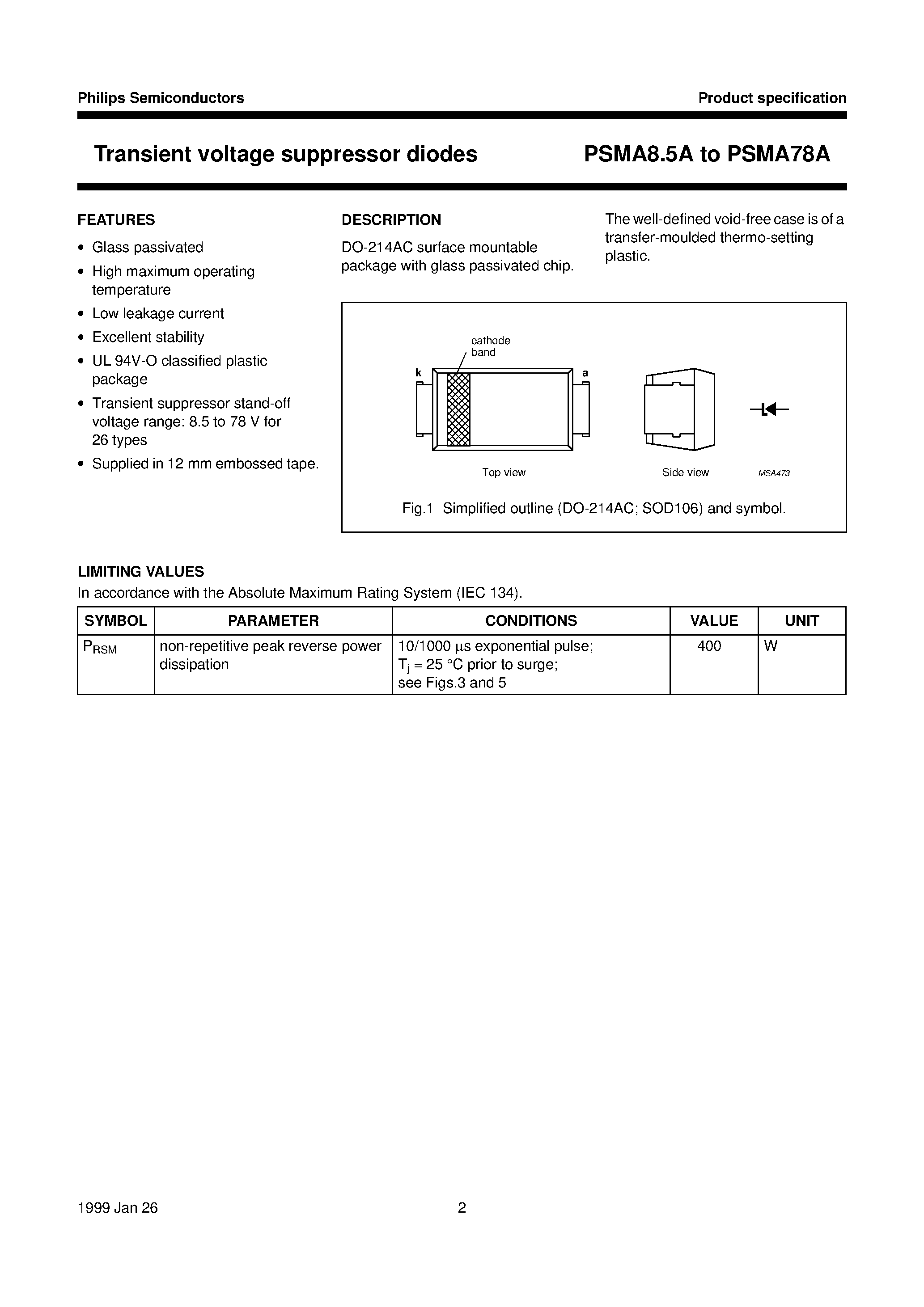 Даташит на микросхему PSMA24A страница 2 Даташит PSMA24A - Transient voltage suppressor diodes страница 2