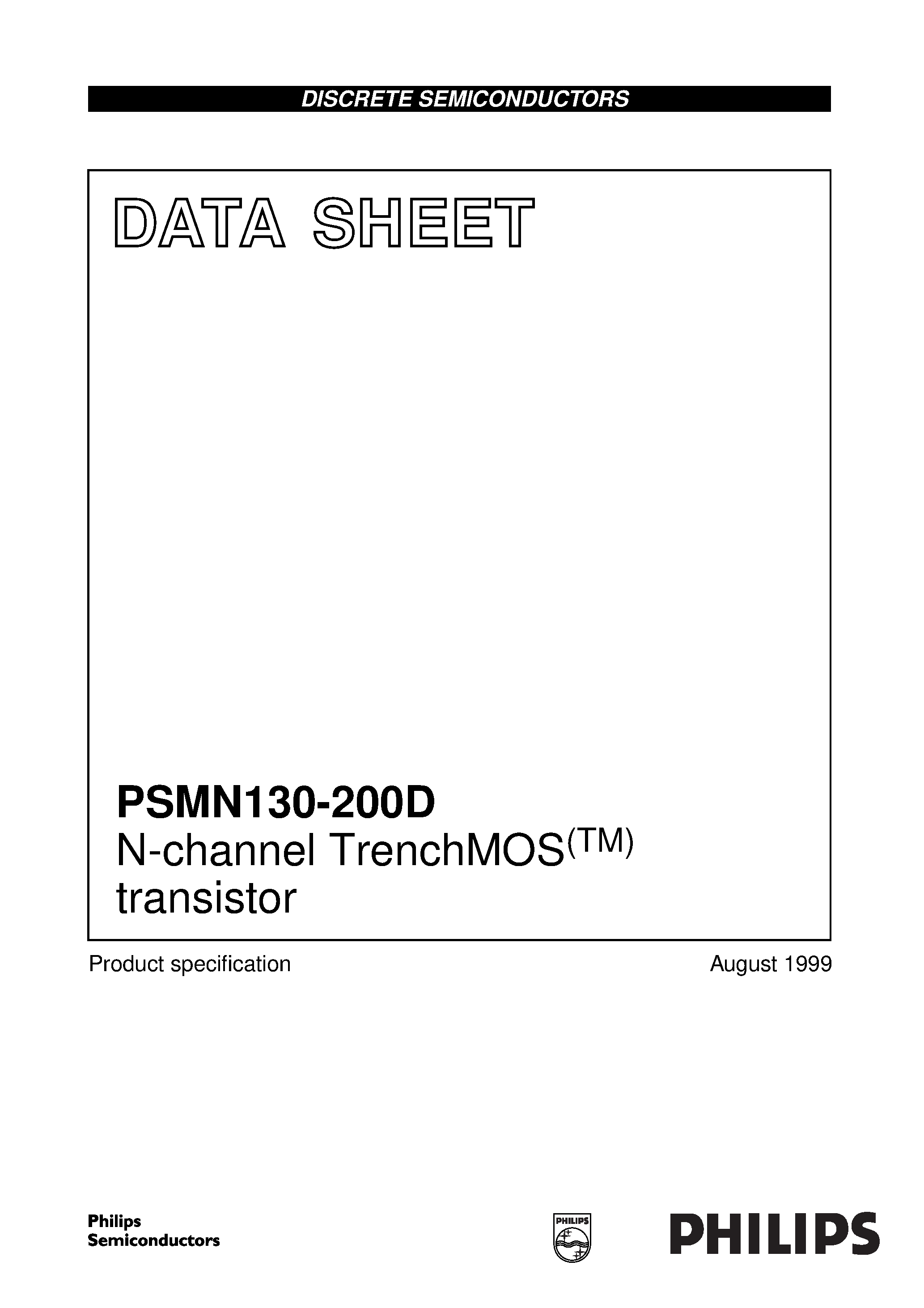Datasheet PSMN130-200D - N-channel TrenchMOS transistor page 1