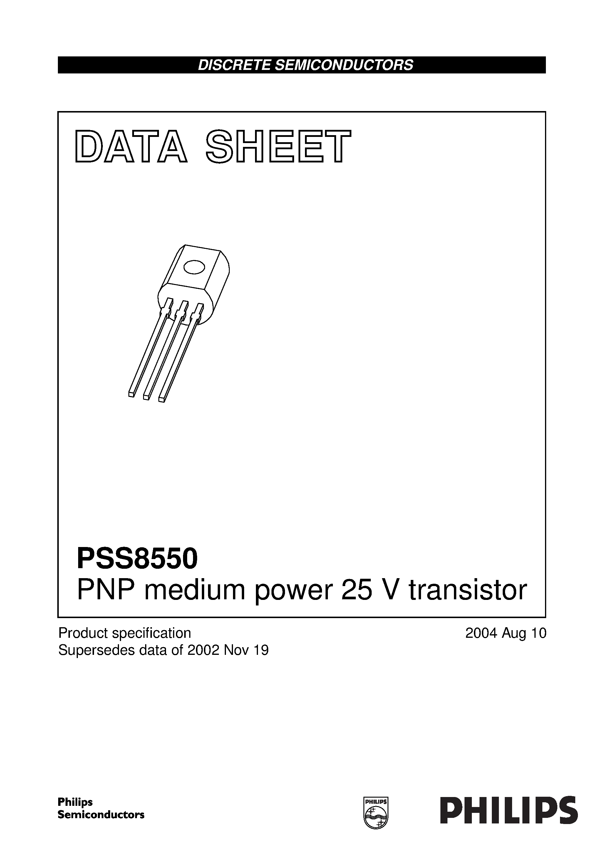 Datasheet PSS8550D - PNP medium power 25 V transistor page 1