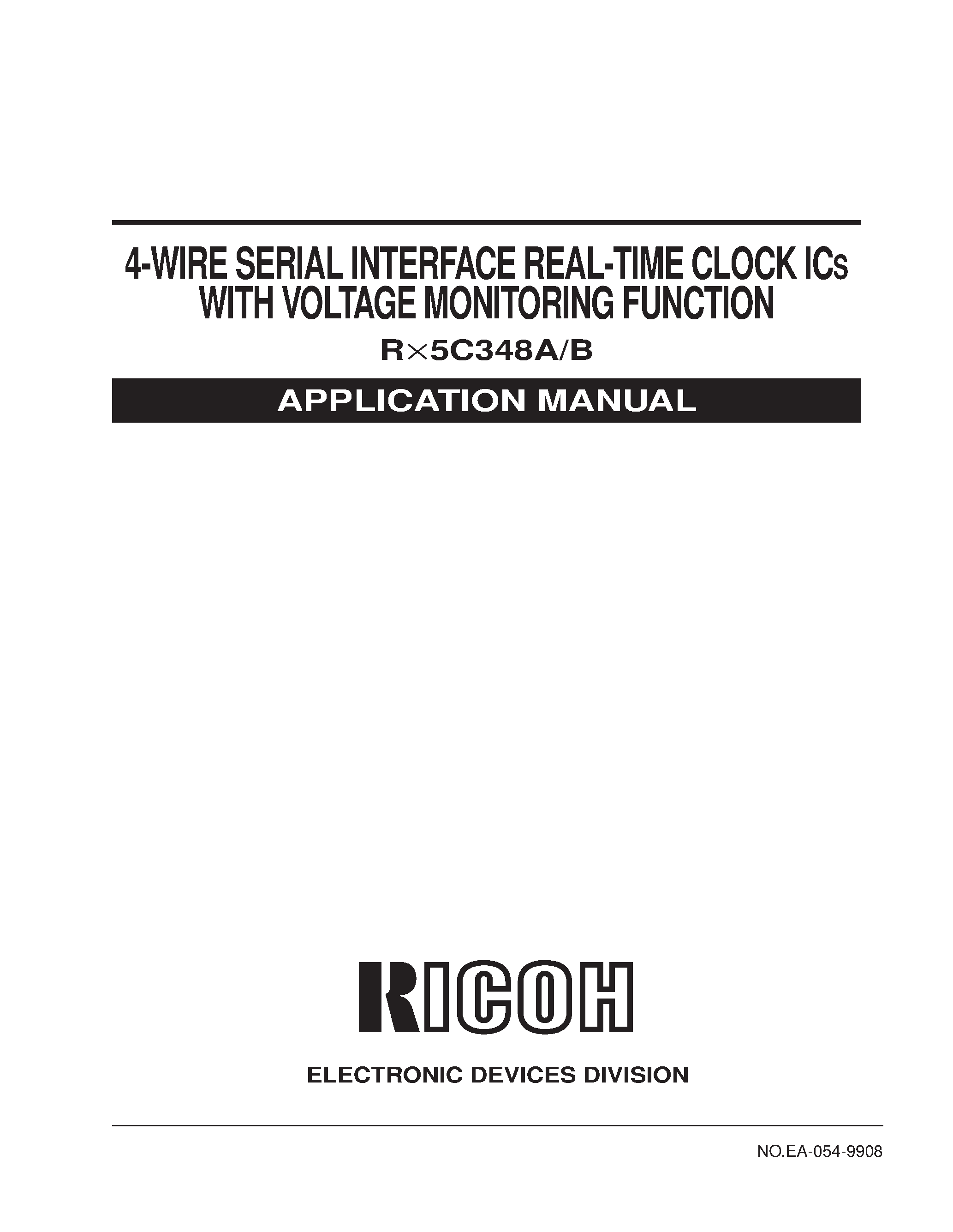 Datasheet RS5C348B - 4-WIRE SERIAL INTERFACE REAL-TIME CLOCK ICs WITH VOLTAGE MONITORING FUNCTION page 1