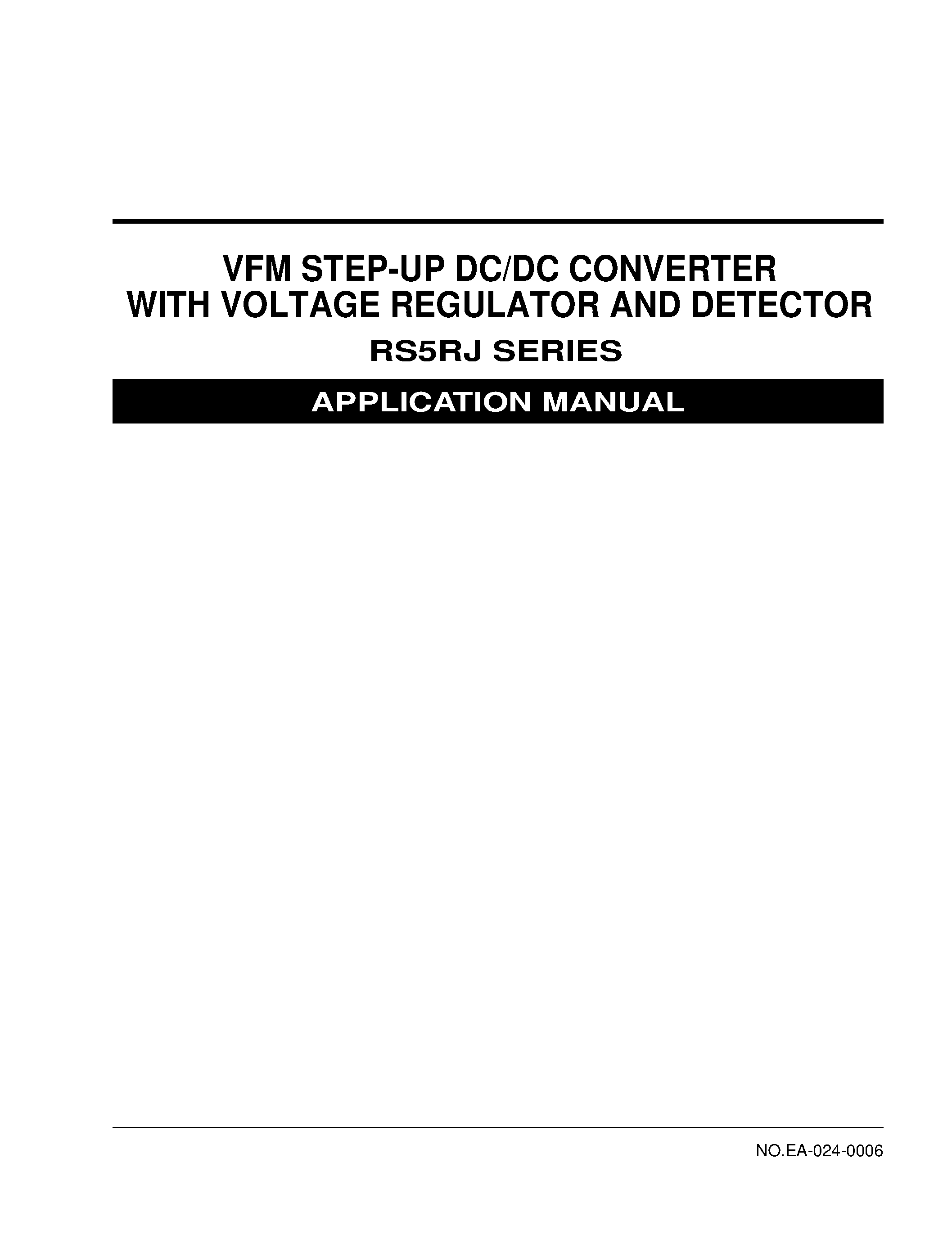 Datasheet RS5RJ4036B-T1 - VFM STEP-UP DC/DC CONVERTER WITH VOLTAGE REGULATOR AND DETECTOR page 1