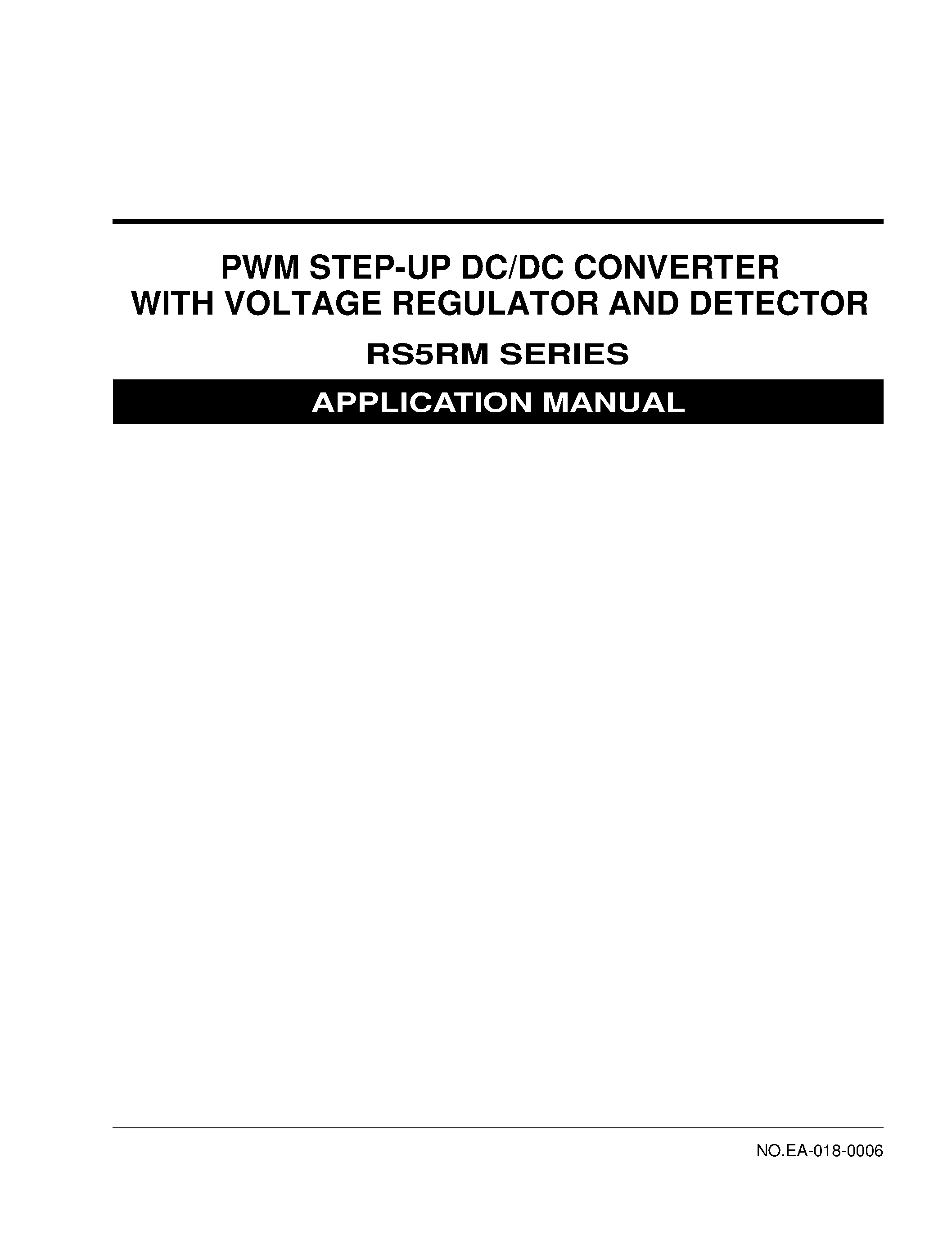 Datasheet RS5RM3027B-T1 - PWM STEP-UP DC/DC CONVERTER WITH VOLTAGE REGULATOR AND DETECTOR page 1