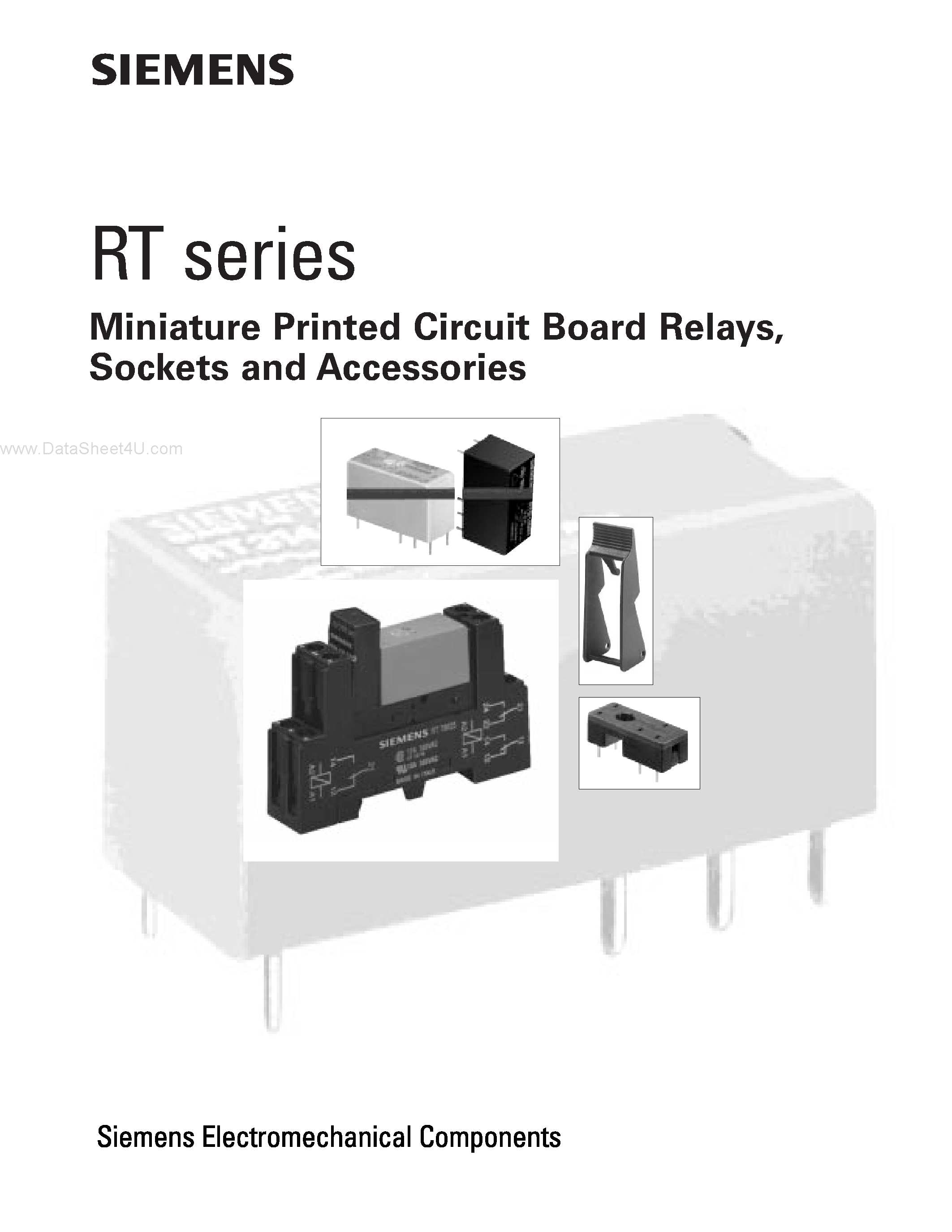 Даташит RT444024 - Miniature Printed Circuit Board Relays / Sockets and Accessories страница 1