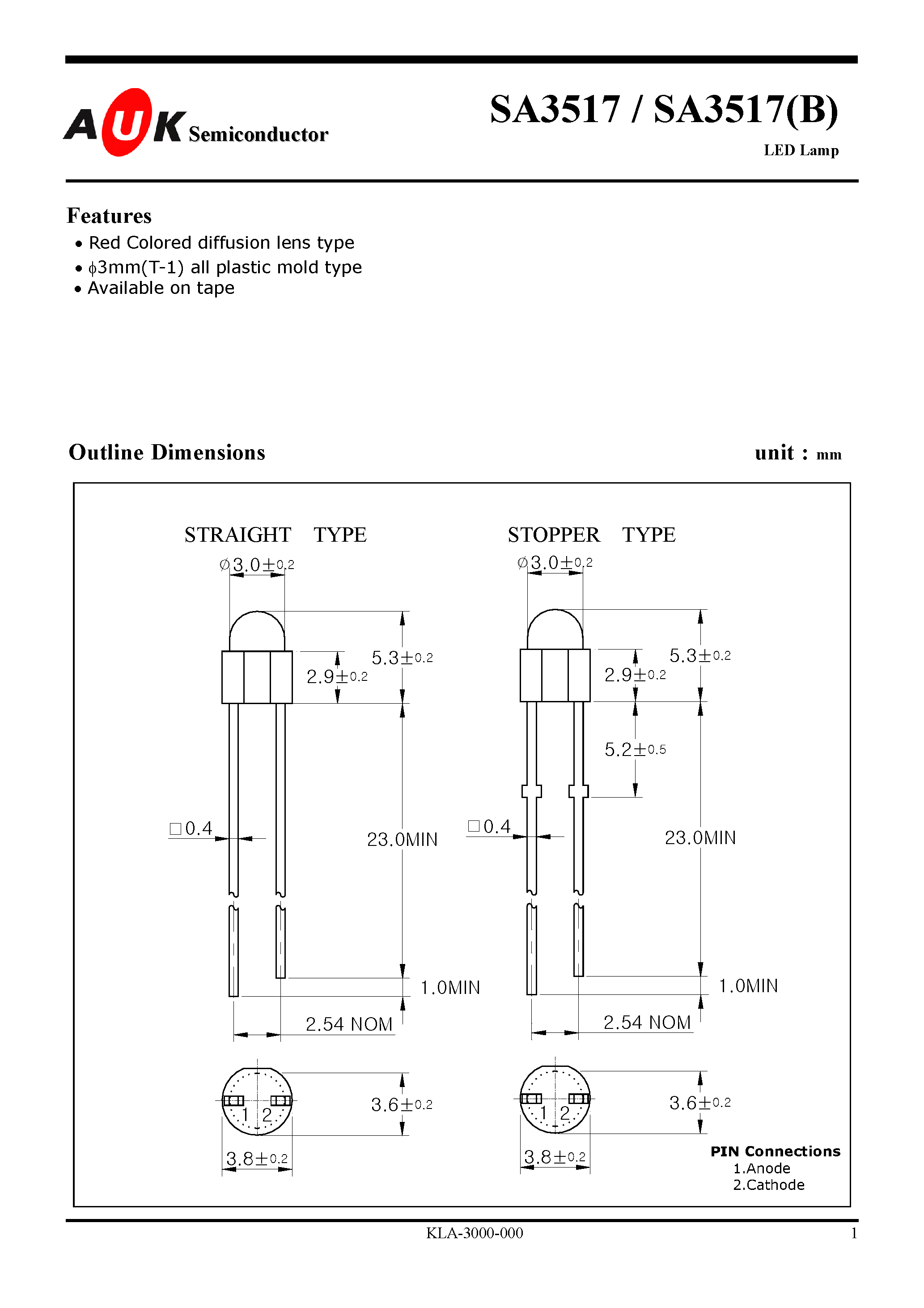 Datasheet SA3517(B) - LED Lamp page 1