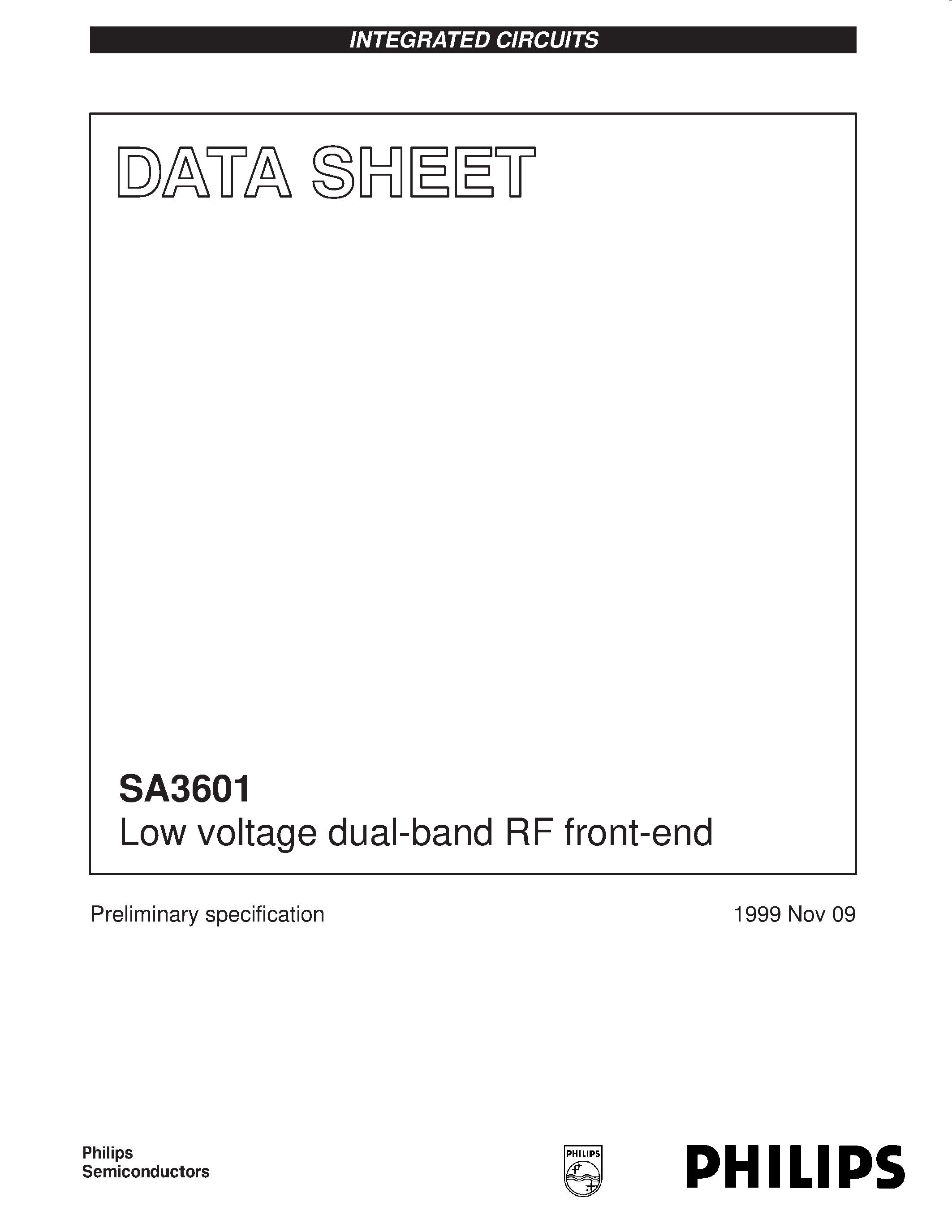 Datasheet SA3601 - Low voltage dual-band RF front-end page 1