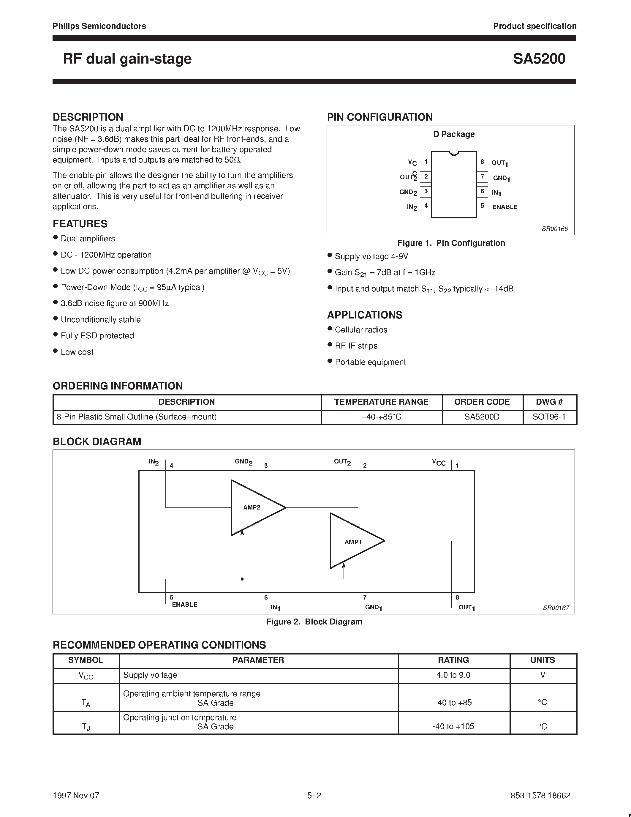 Datasheet SA5200 - RF dual gain-stage page 2