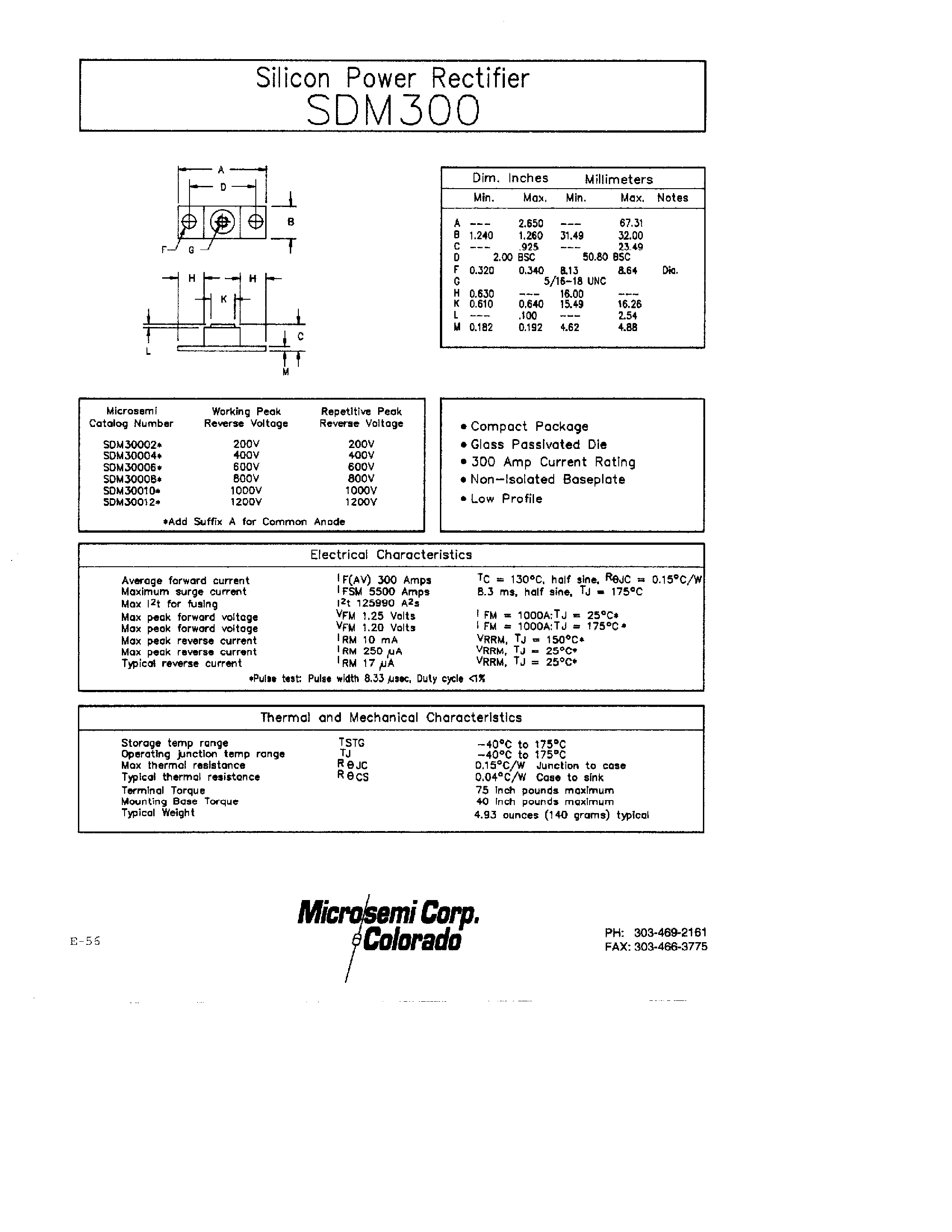 Datasheet SDM30006 - Silicon Power Rectifier page 1