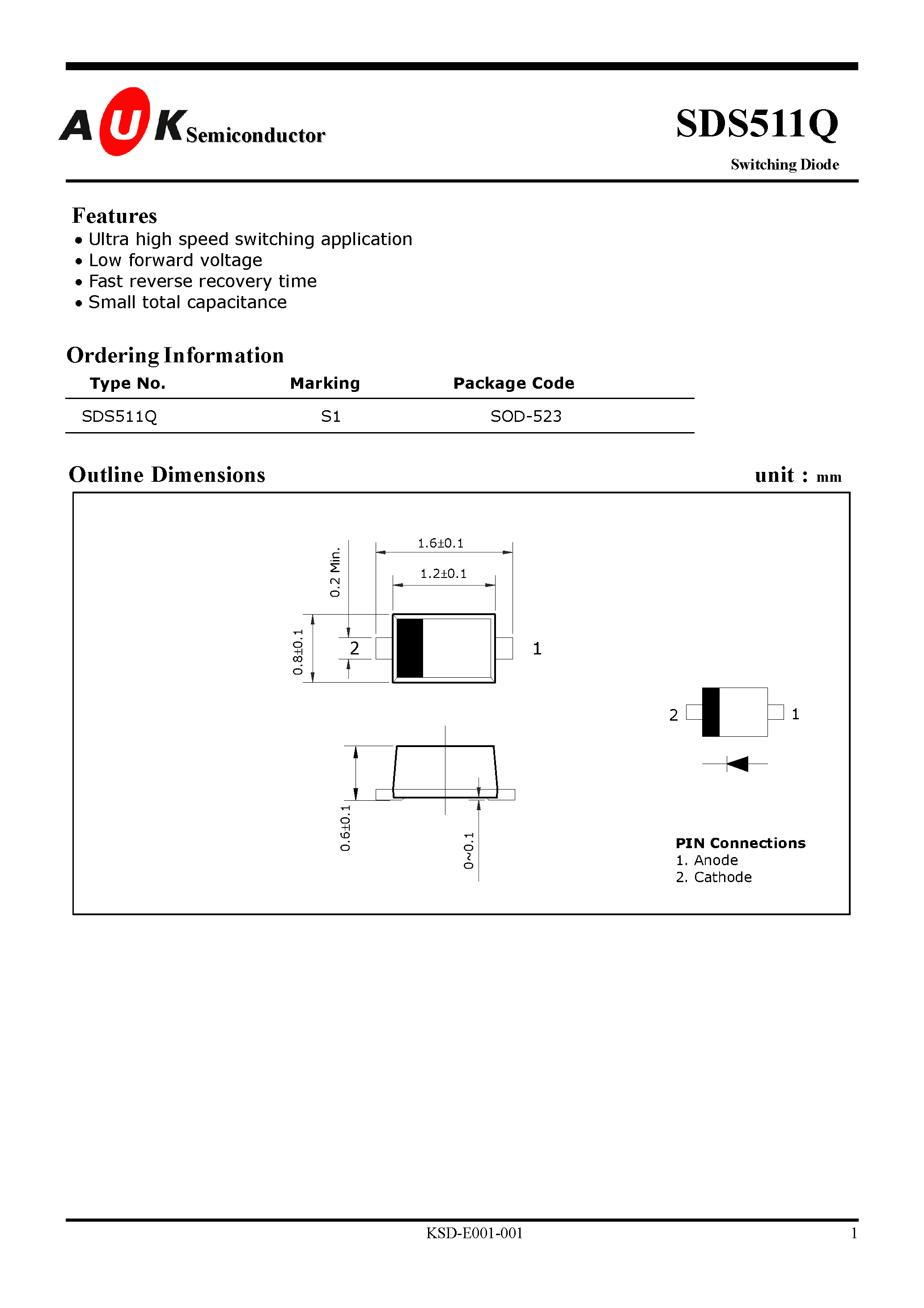 Datasheet SDS511Q page 1 Datasheet SDS511Q - Switching Diode page 1