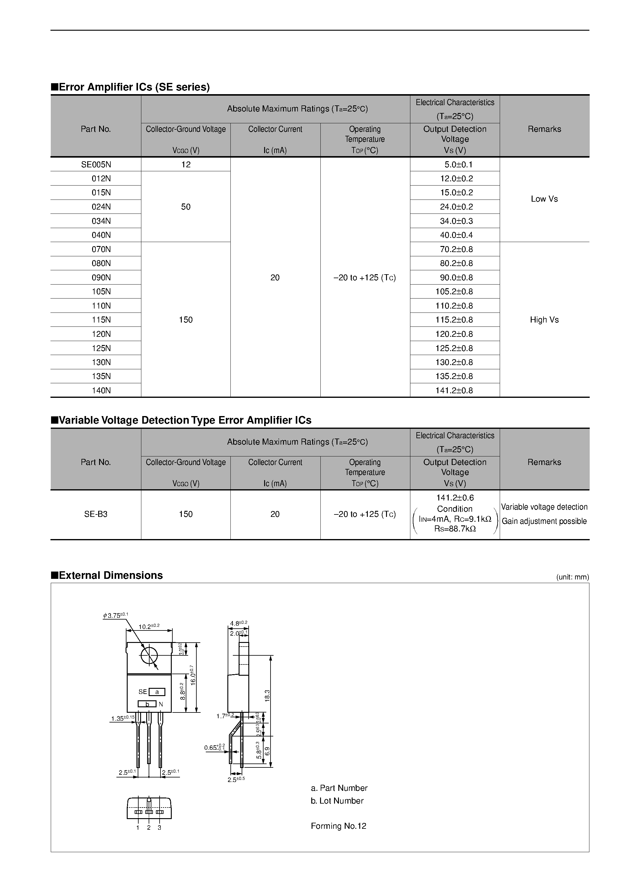 Даташит SE115 - Error Amplifier ICs страница 1