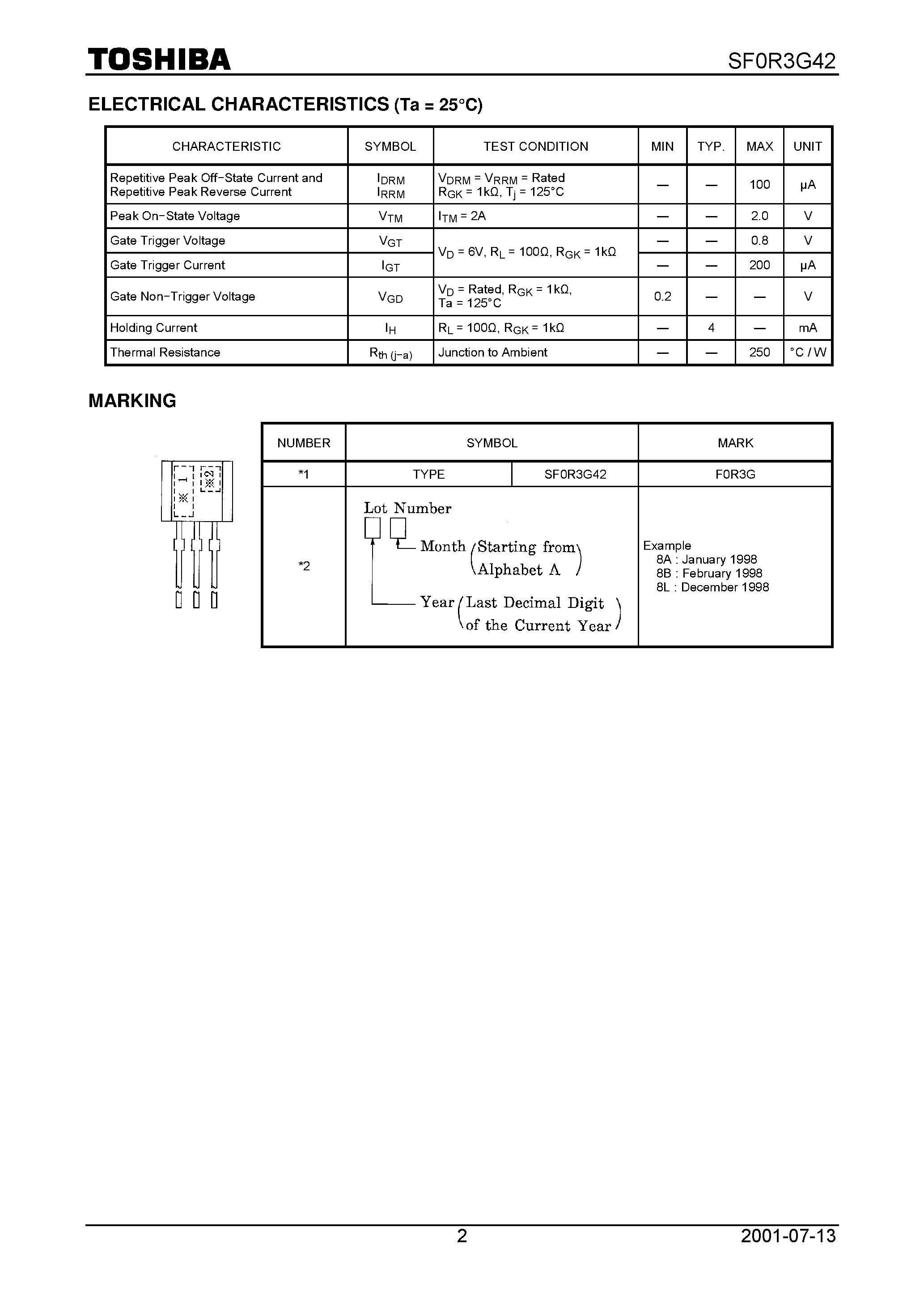 Datasheet SF0R3G42 - LOW POWER SWITCHING AND CONTROL APPLICATIONS page 2