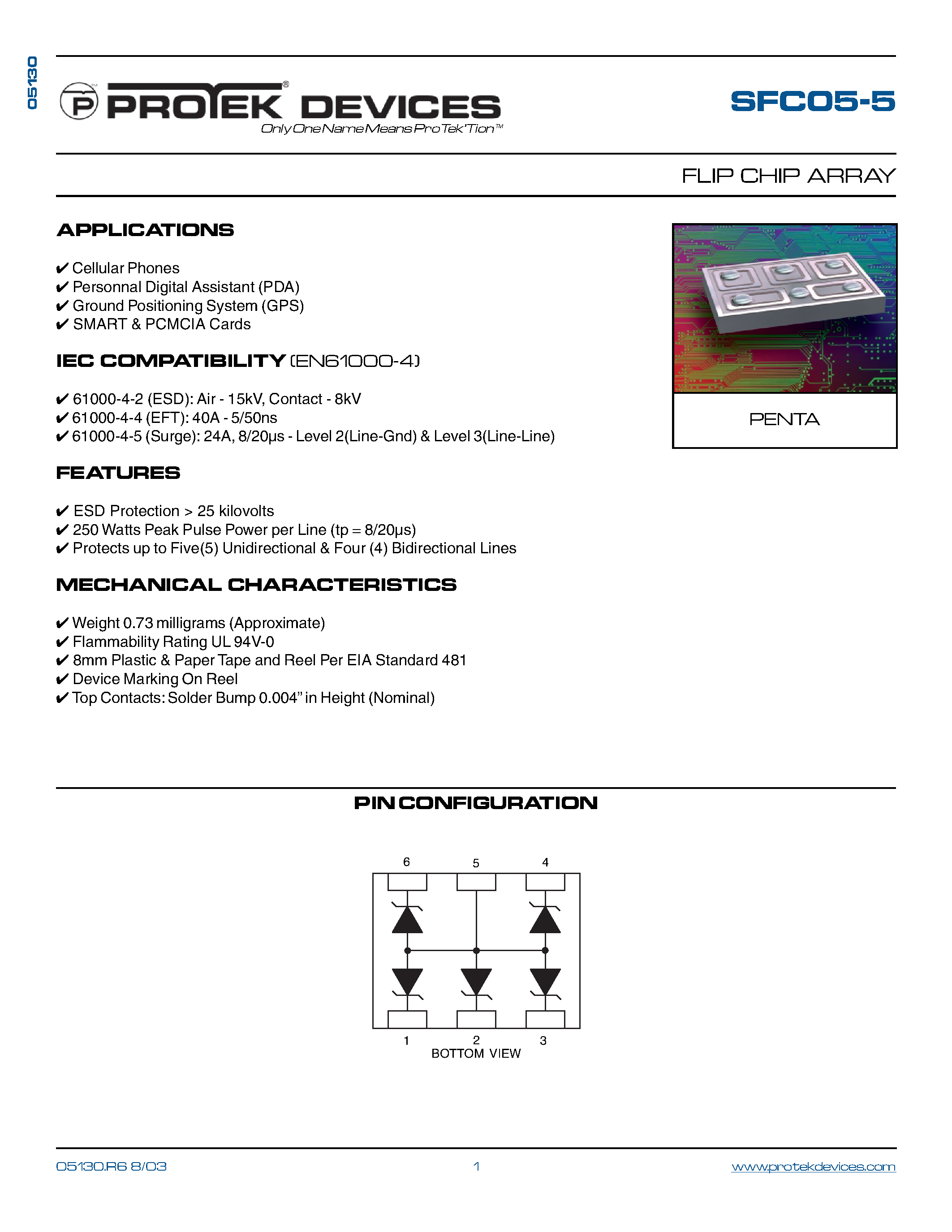 Datasheet SFC05-5 - FLIP CHIP ARRAY page 1