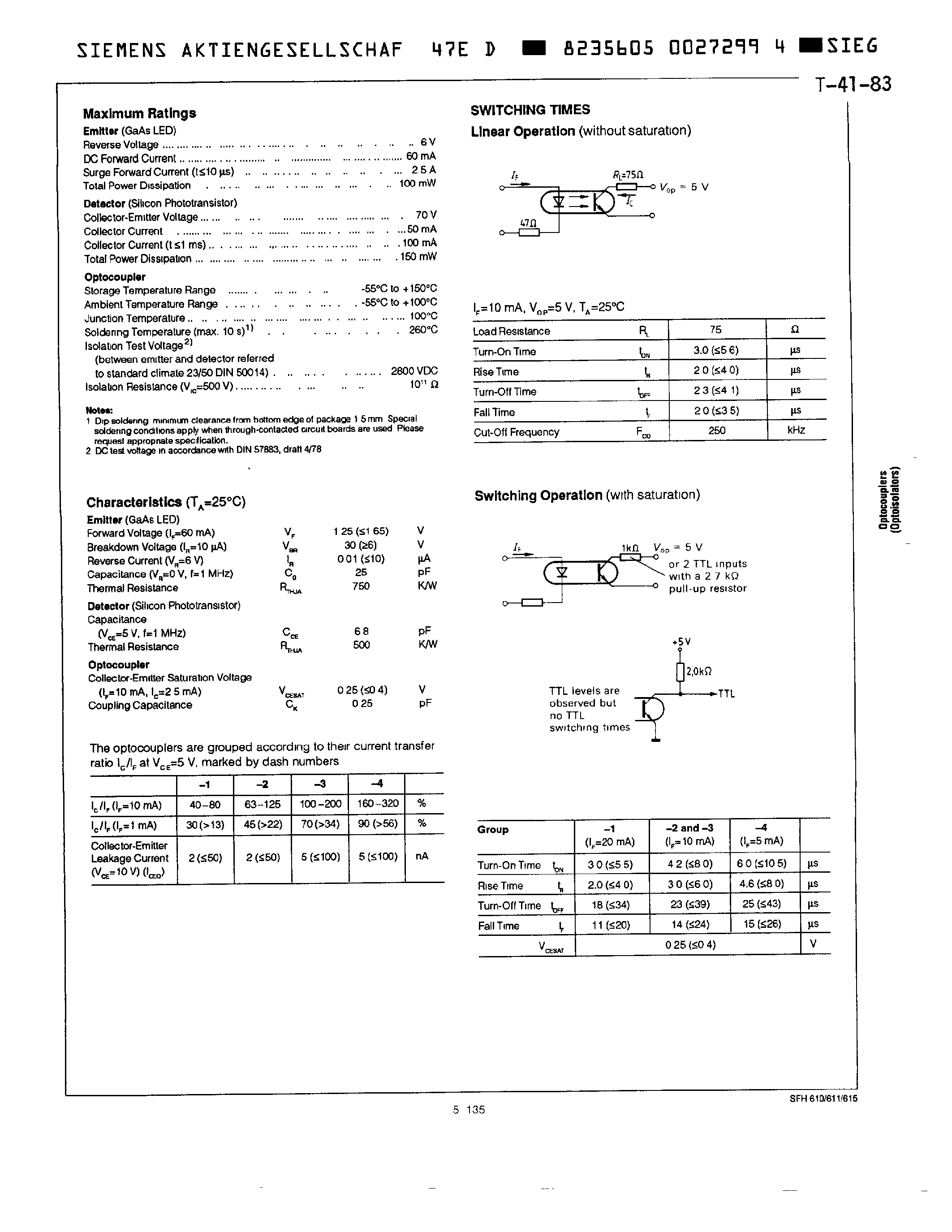 Datasheet SFH615 page 2 Datasheet SFH615 - 2.8KV TRIOS OPTOCOUPLERS HIGH RELIABILITY page 2